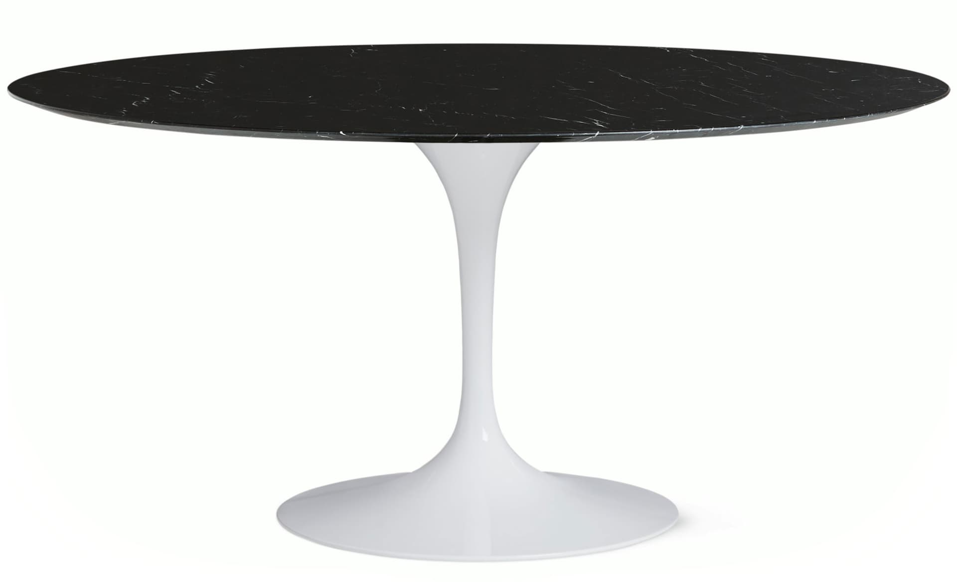 saarinen dining table - 60" round / high gloss - white / polished marble - nero marquina