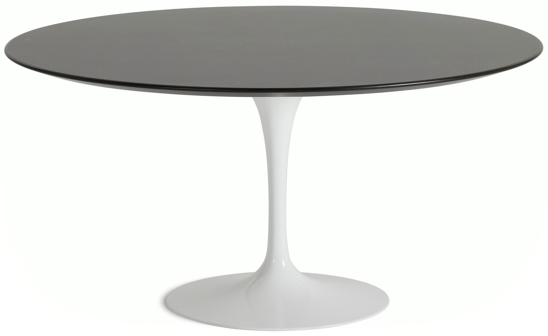 saarinen dining table - 60" round / high gloss - white / veneer - topo noir
