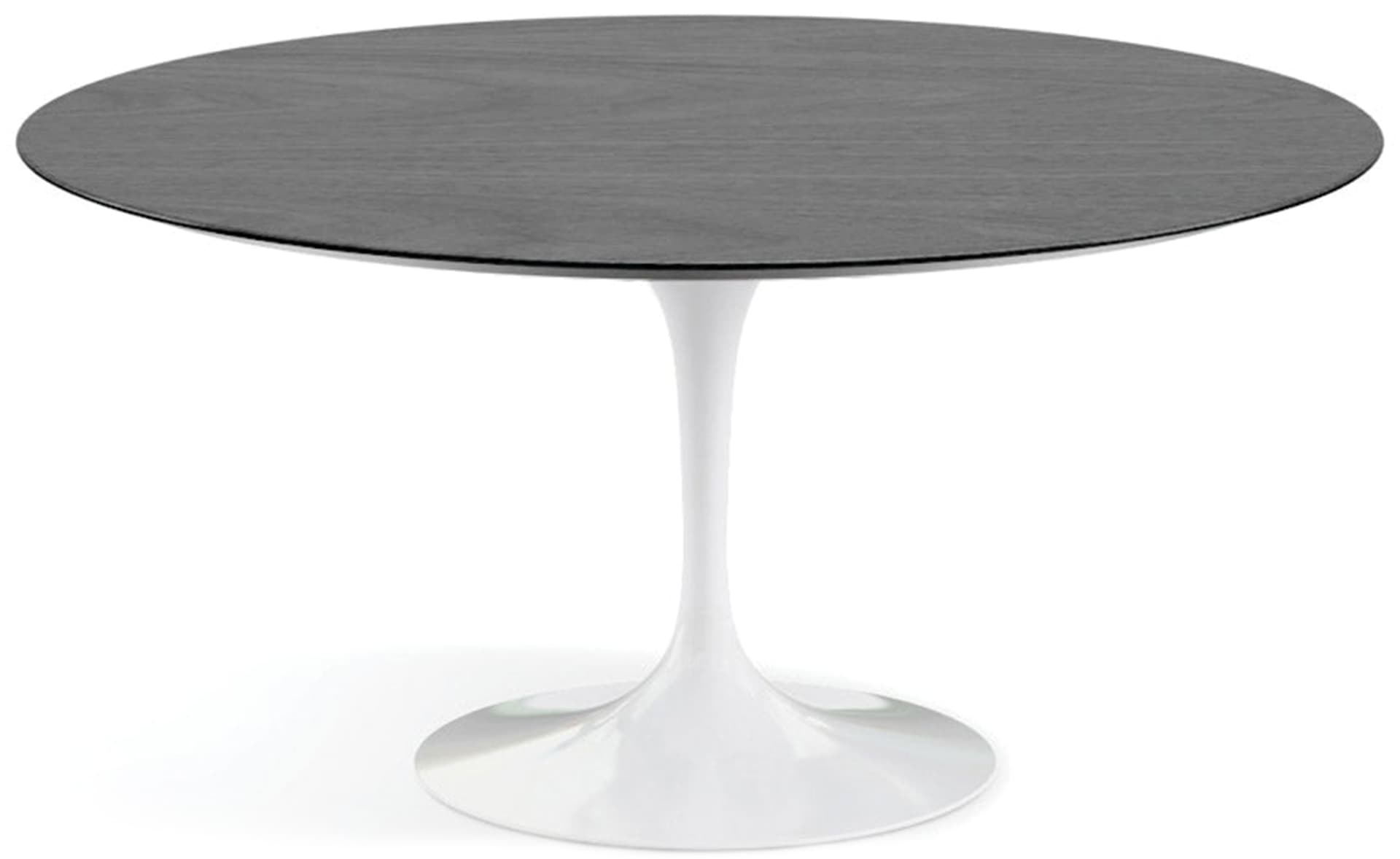 saarinen dining table - 60" round / high gloss - white / veneer - ebonized walnut