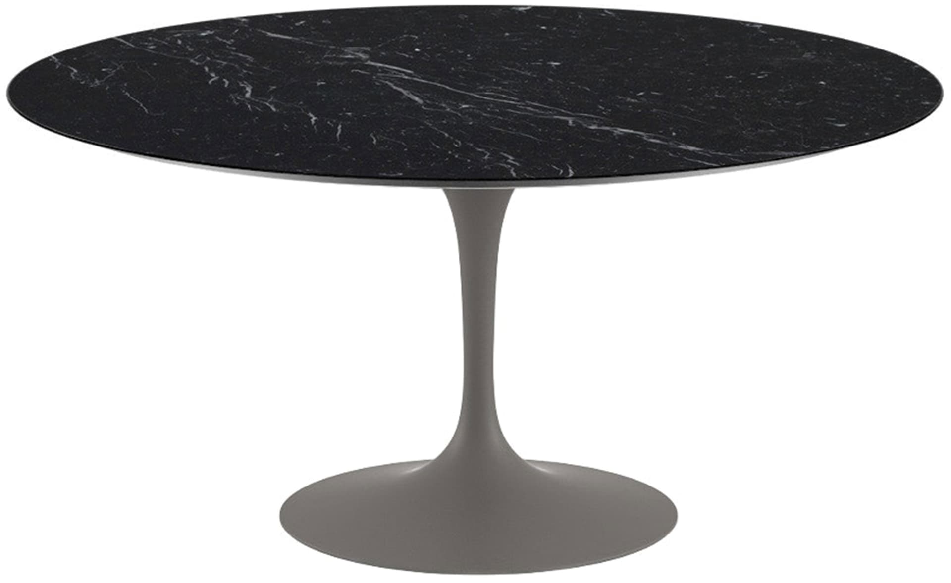 saarinen dining table - 60" round / satin - grey / polished marble - nero marquina
