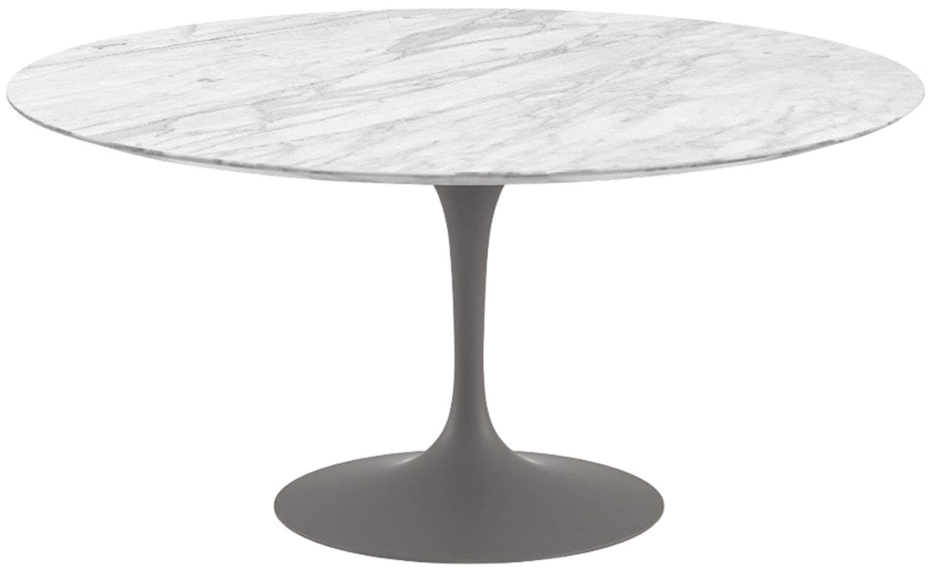 saarinen dining table - 60" round / satin - grey / polished marble - carrara