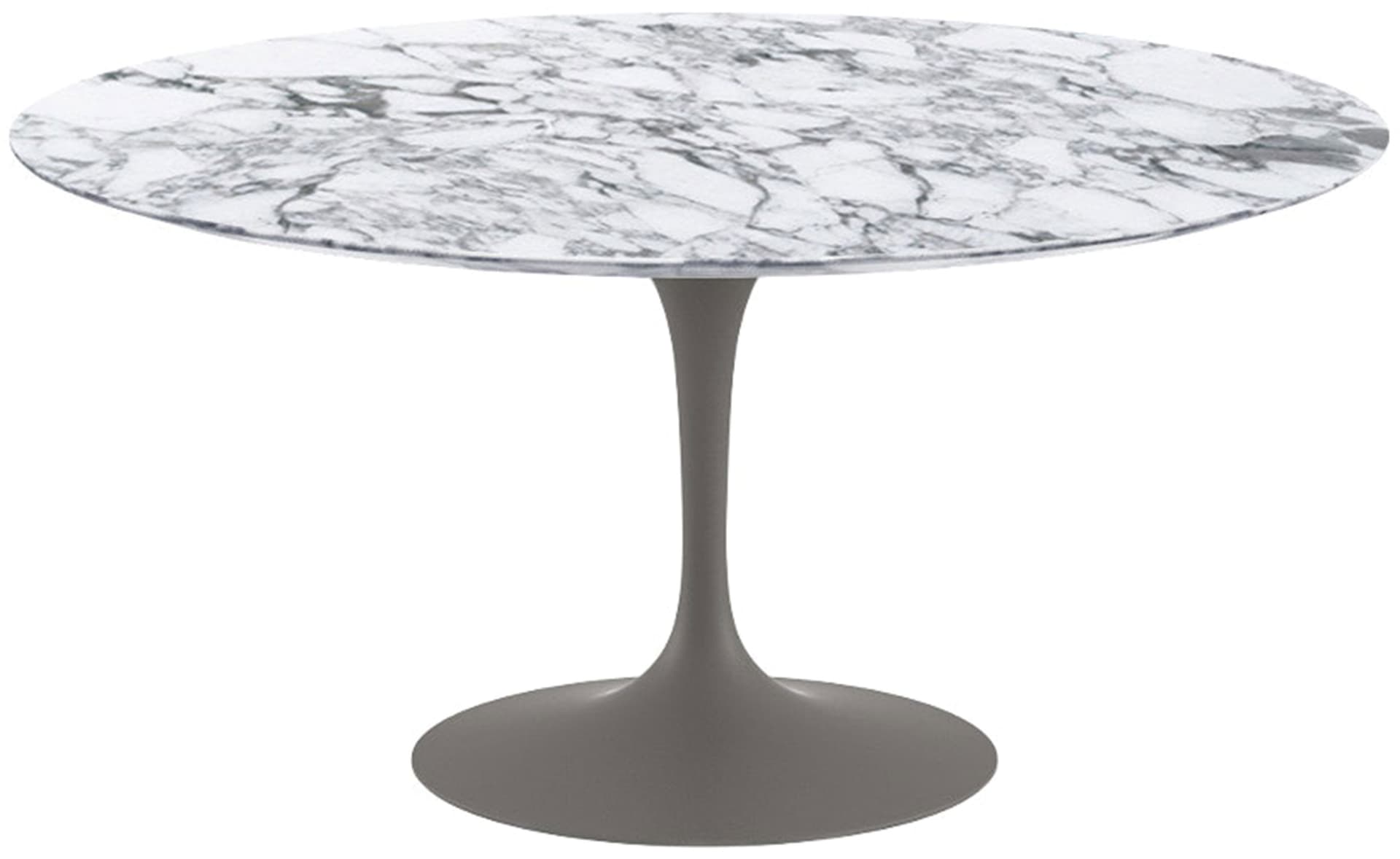 saarinen dining table - 60" round / satin - grey / satin marble - arabescato