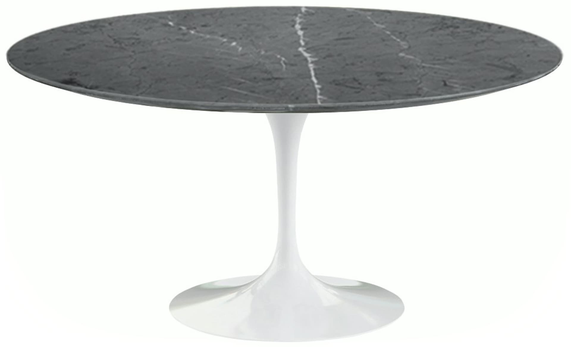 saarinen dining table - 60" round / high gloss - white / satin marble - grigio marquina