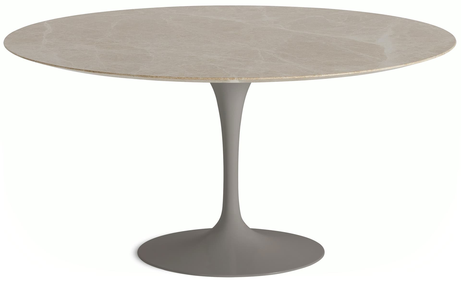 saarinen dining table - 60" round / satin - grey / satin marble - emperador light