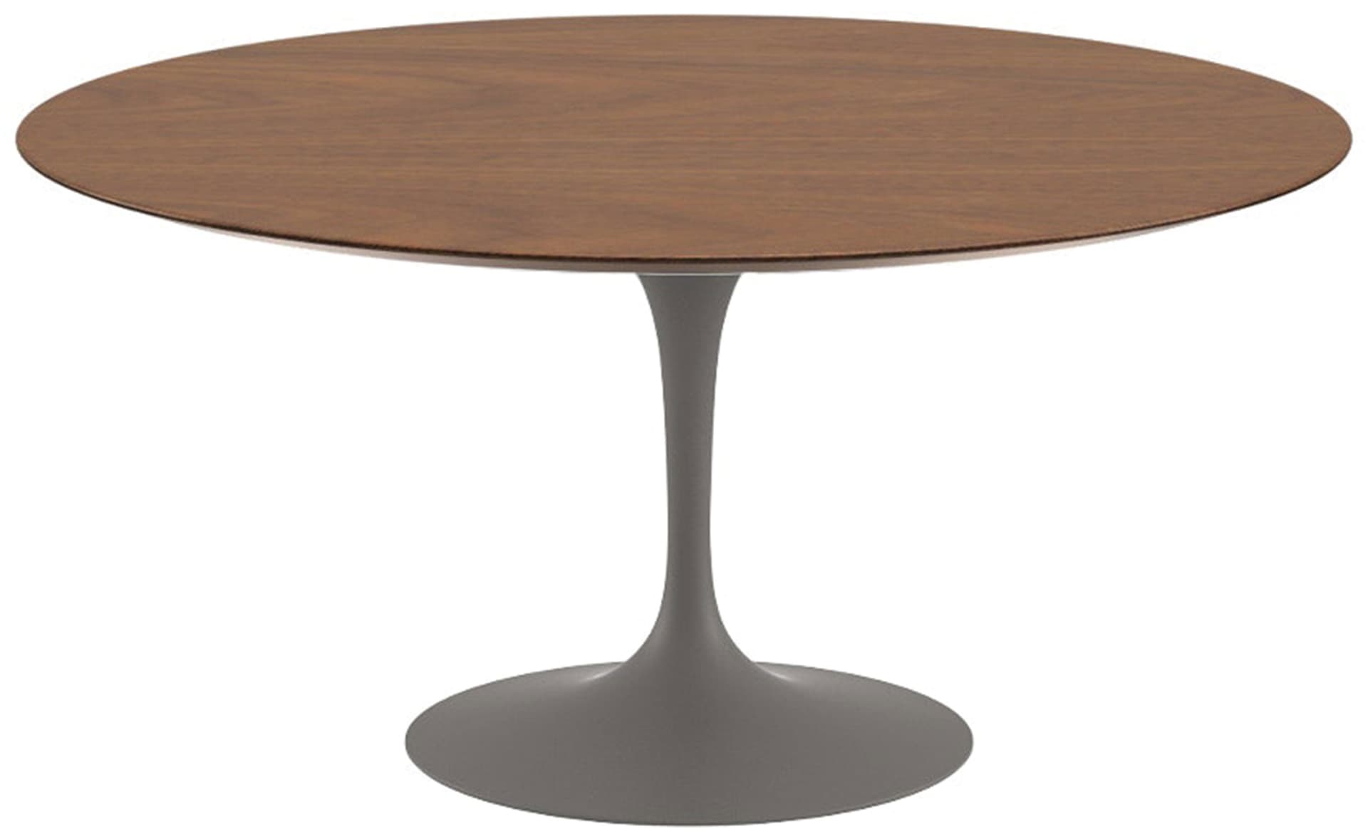 saarinen dining table - 60" round / satin - grey / veneer - light walnut