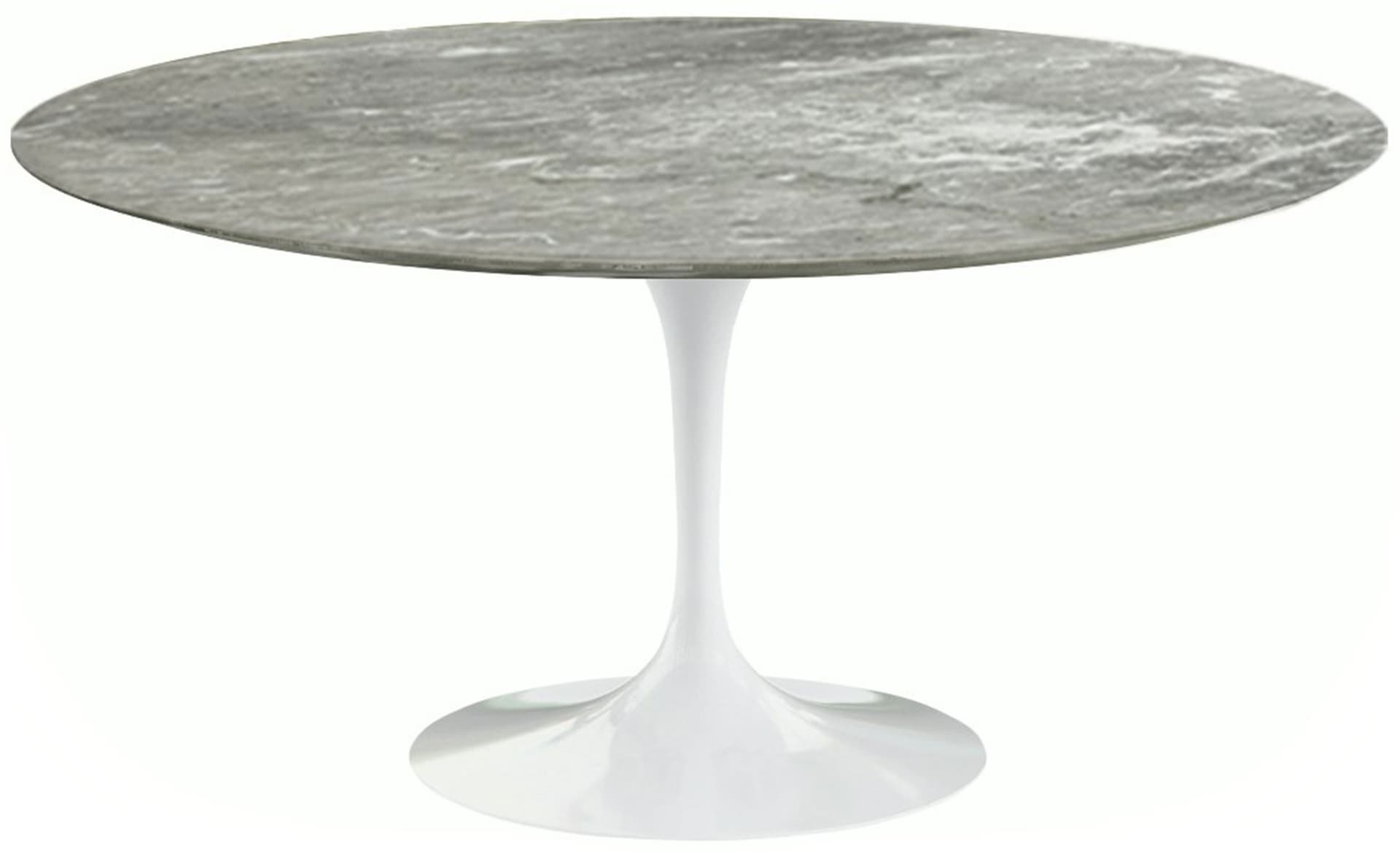 saarinen dining table - 60" round / high gloss - white / satin marble - grey