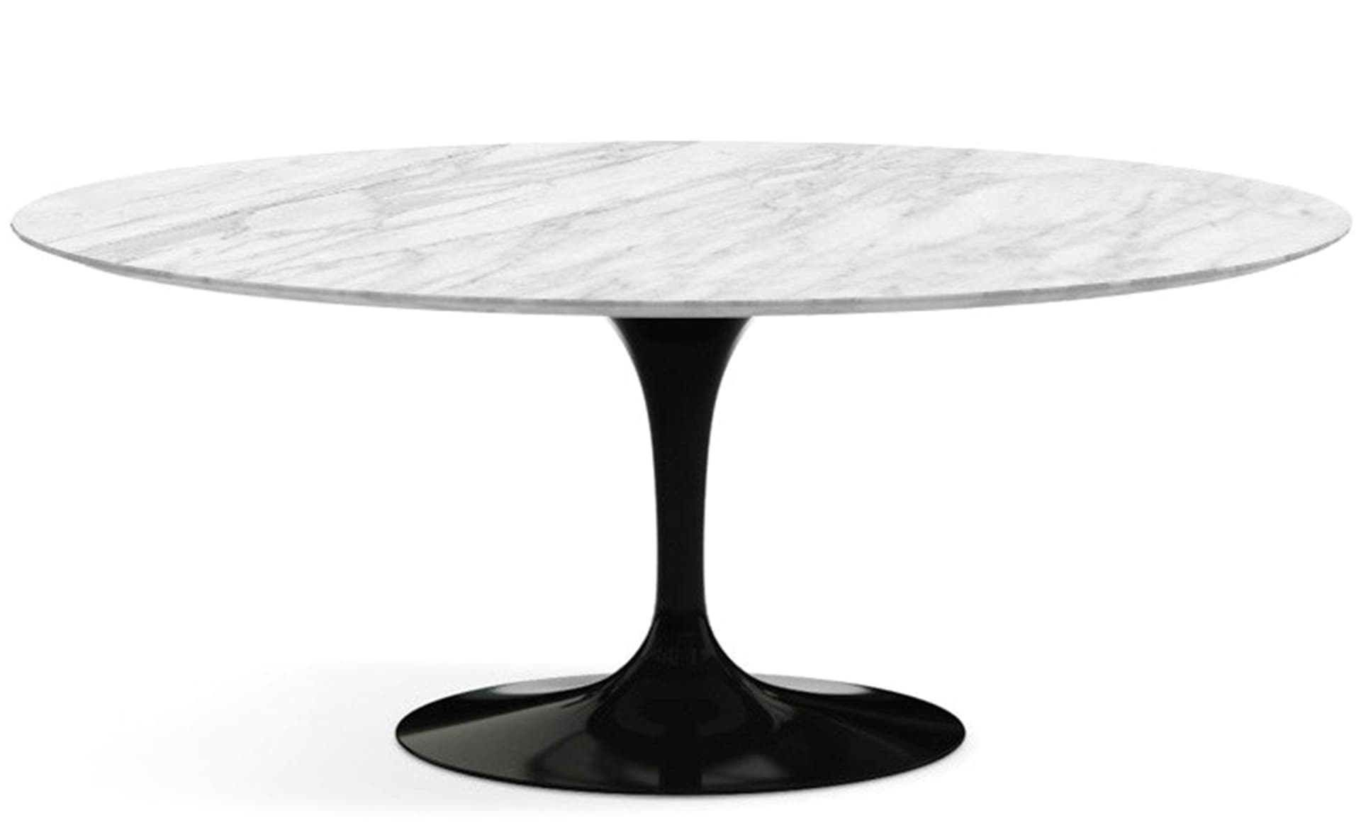 saarinen dining table - 72" oval / high gloss - black / satin marble - carrara