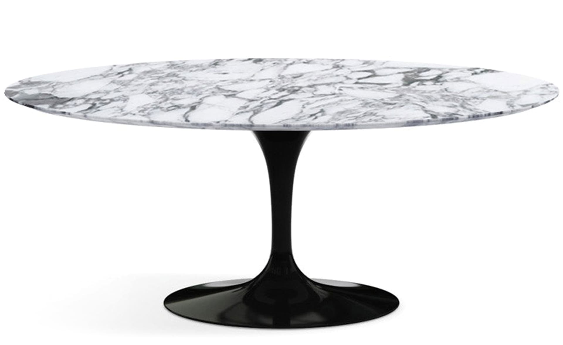 saarinen dining table - 72" oval / high gloss - black / satin marble - arabescato