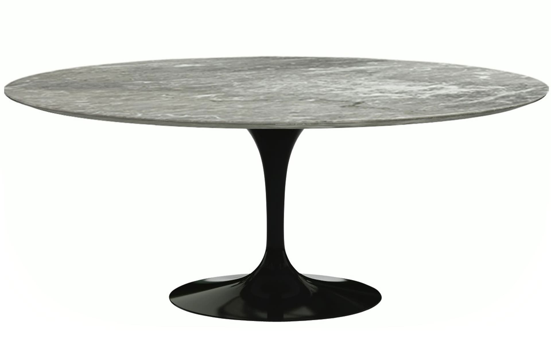 saarinen dining table - 72" oval / high gloss - black / satin marble - grigio marquina