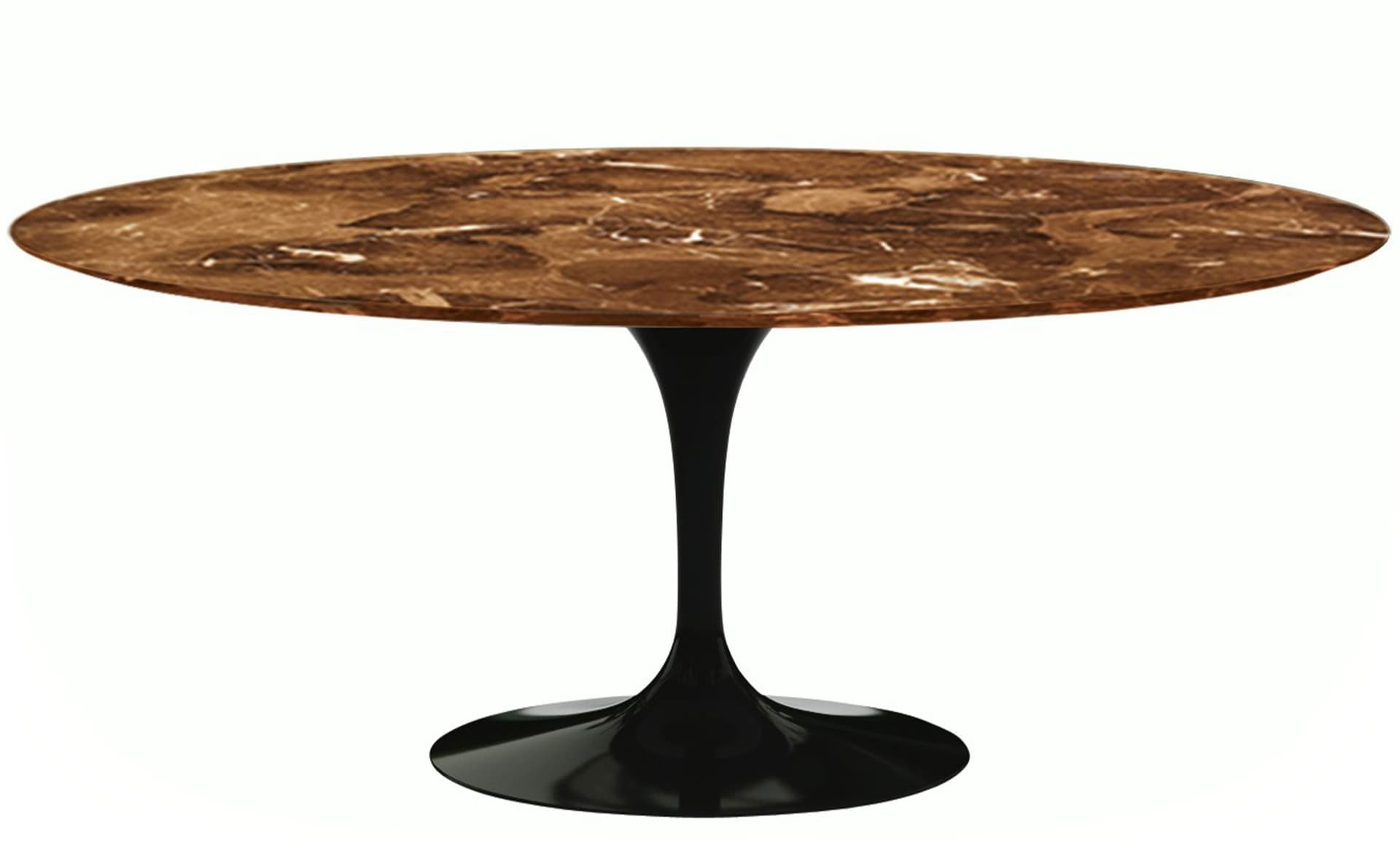saarinen dining table - 72" oval / high gloss - black / satin marble - espresso