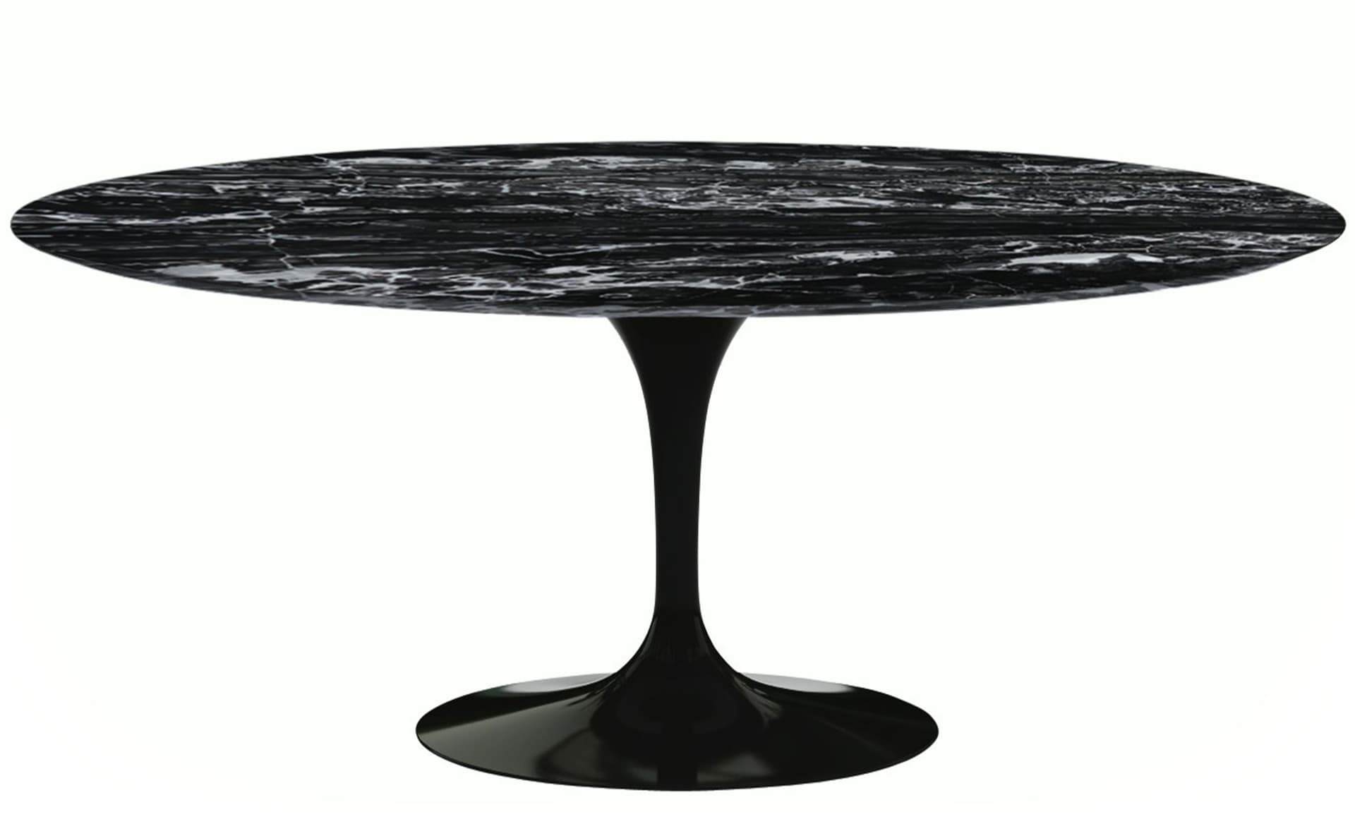 saarinen dining table - 72" oval / high gloss - black / polished marble - portoro