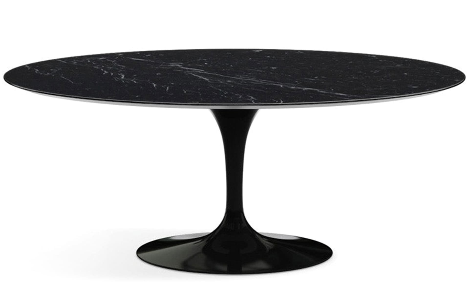 saarinen dining table - 72" oval / high gloss - black / satin marble - nero marquina