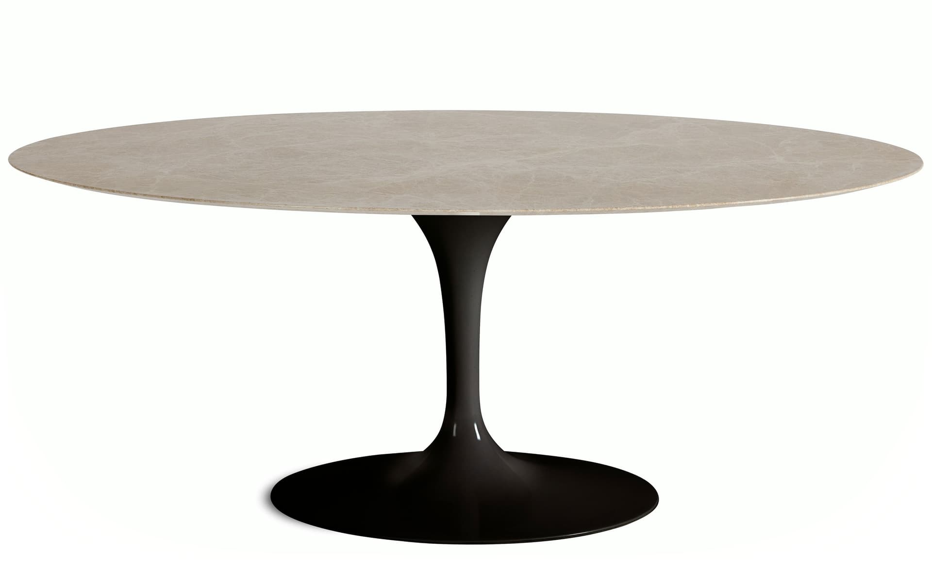 saarinen dining table - 72" oval / high gloss - black / satin marble - emperador light