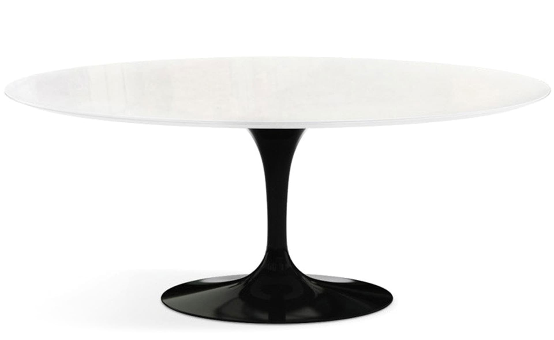 saarinen dining table - 72" oval / high gloss - black / engineered stone - vetro bianco