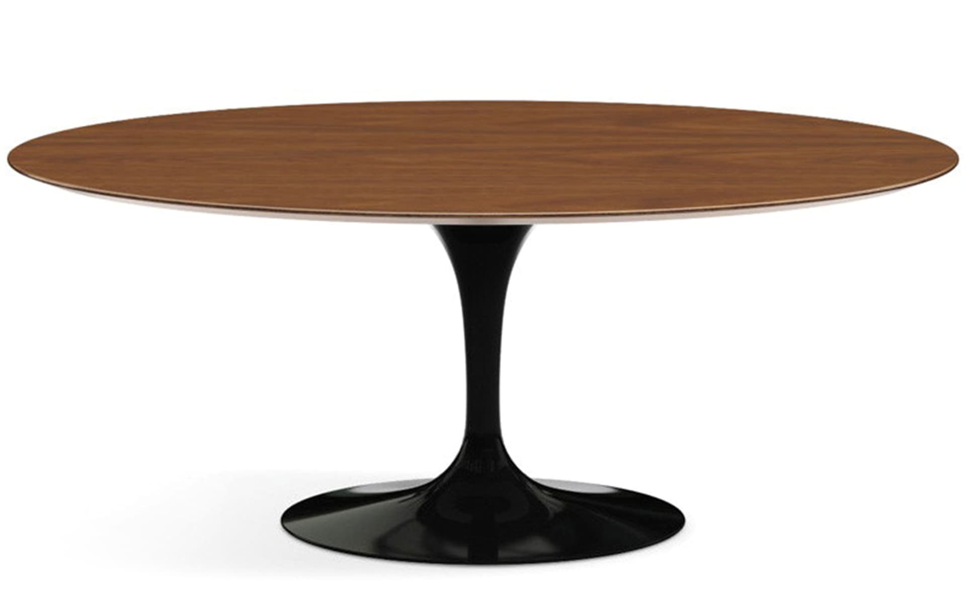 saarinen dining table - 72" oval / high gloss - black / veneer - light walnut
