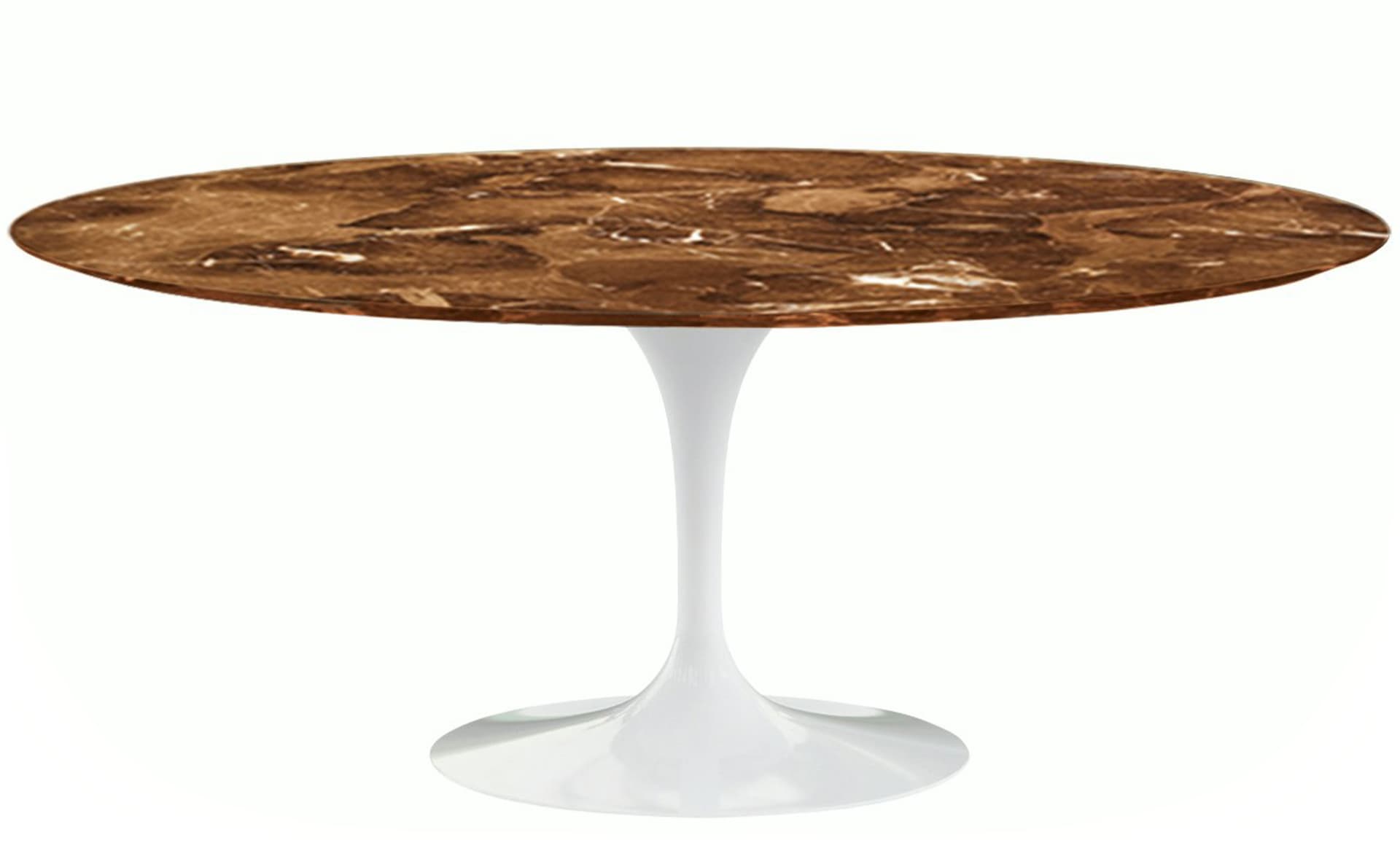 saarinen dining table - 72" oval / high gloss - white / polished marble - espresso