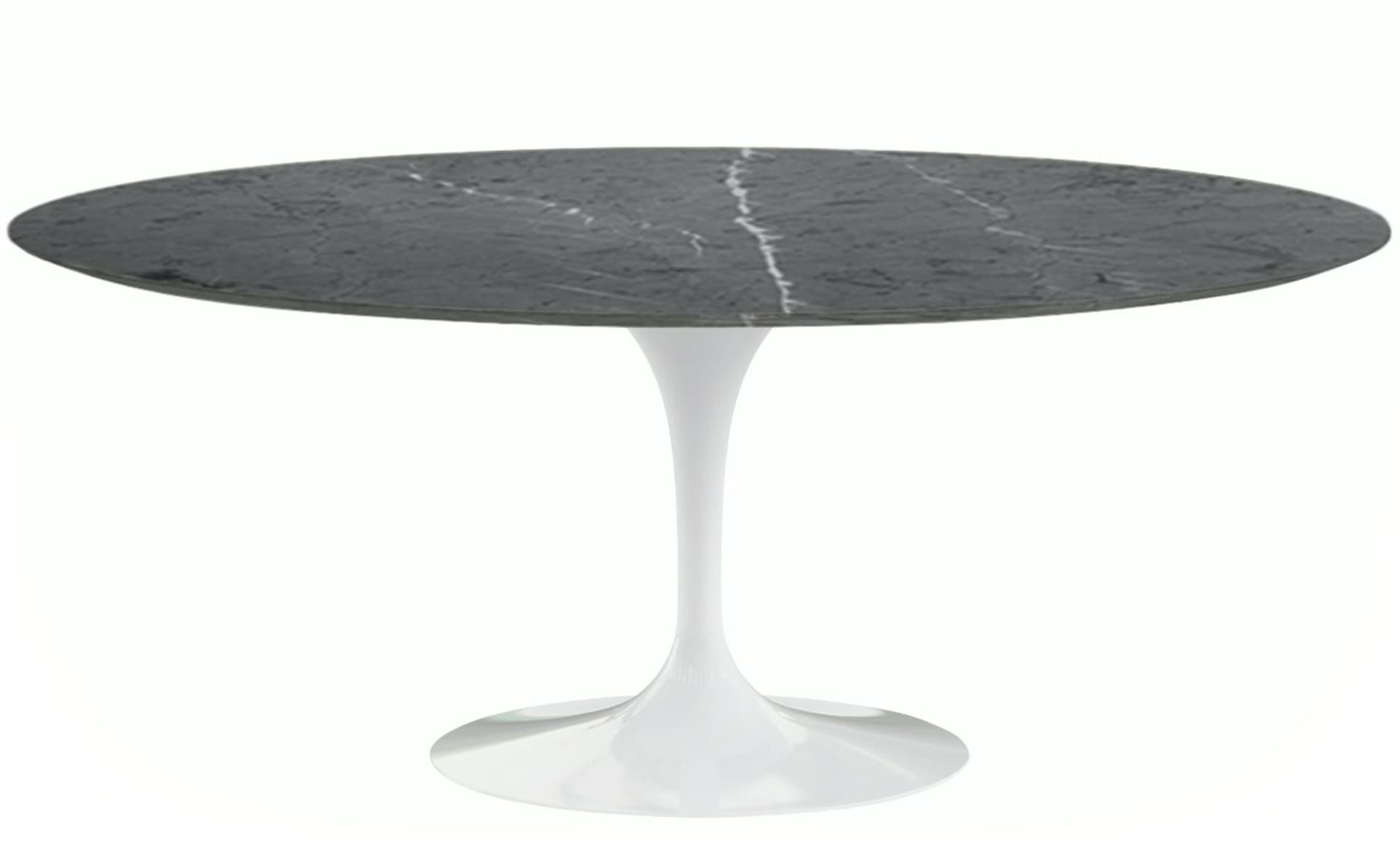 saarinen dining table - 72" oval / high gloss - white / polished marble - grigio marquina