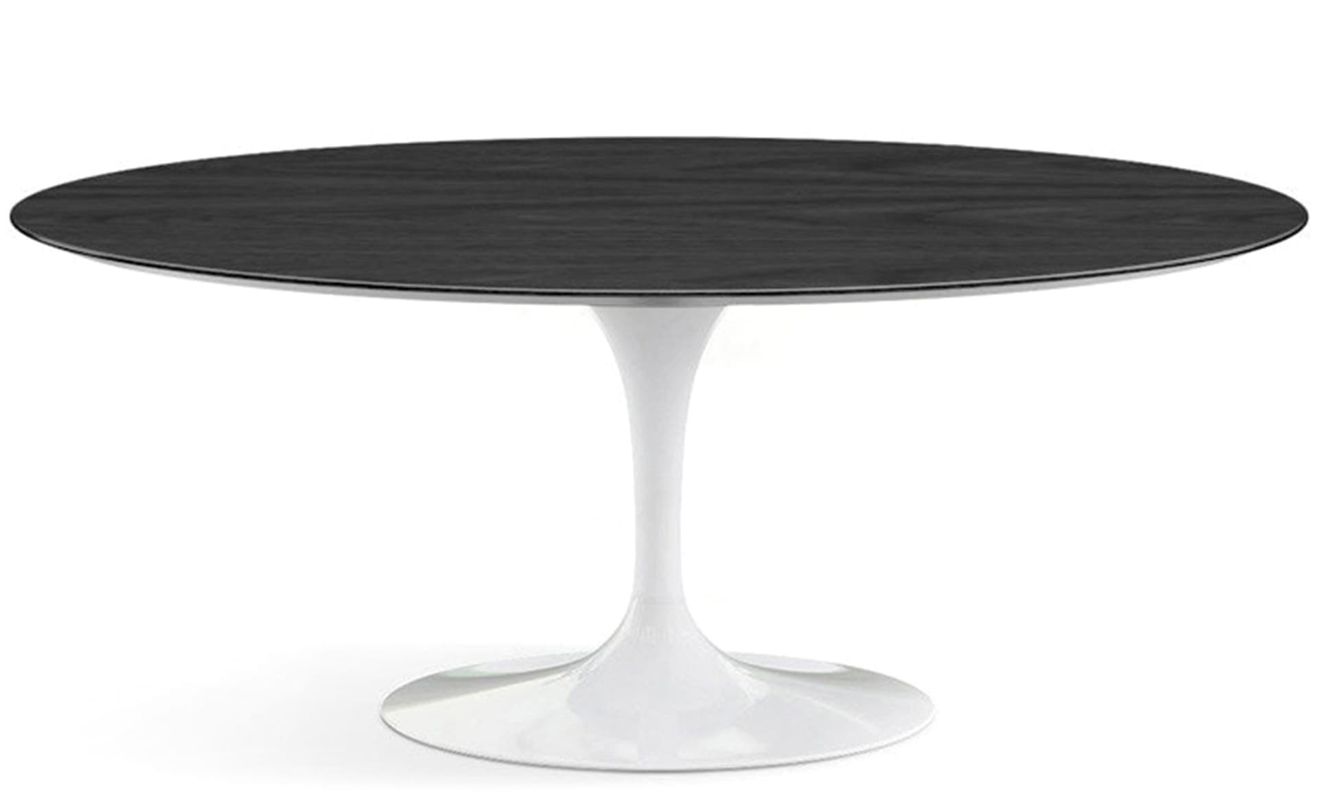 saarinen dining table - 72" oval / high gloss - white / veneer - ebonized walnut