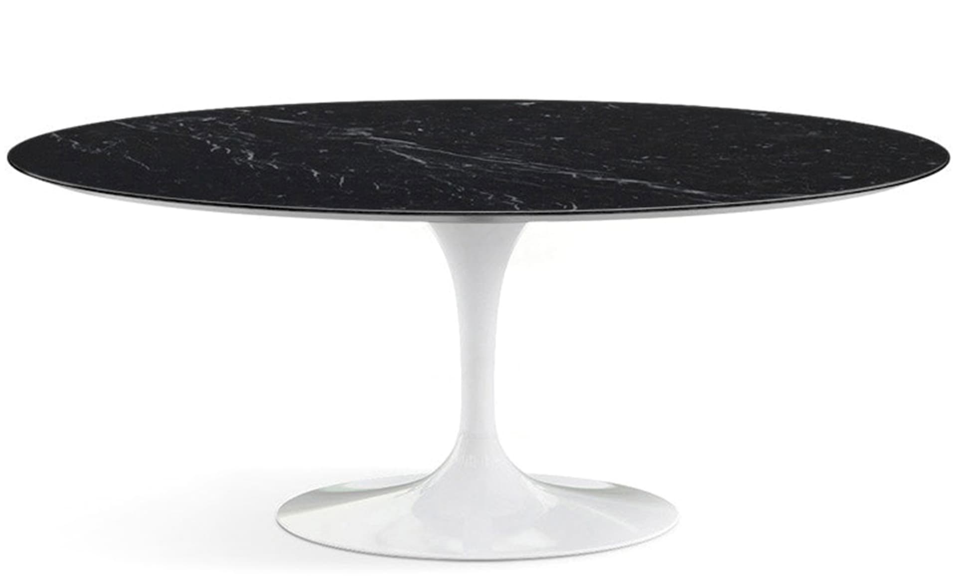 saarinen dining table - 72" oval / high gloss - white / satin marble - nero marquina