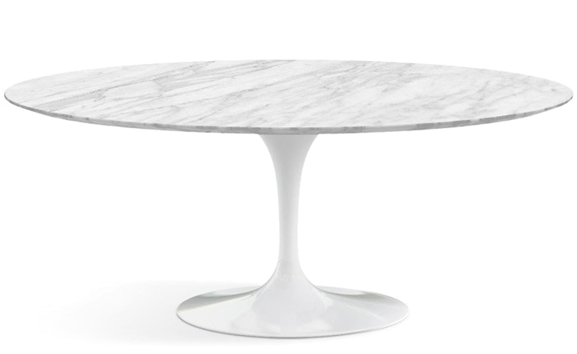 saarinen dining table - 72" oval / high gloss - white / satin marble - carrara