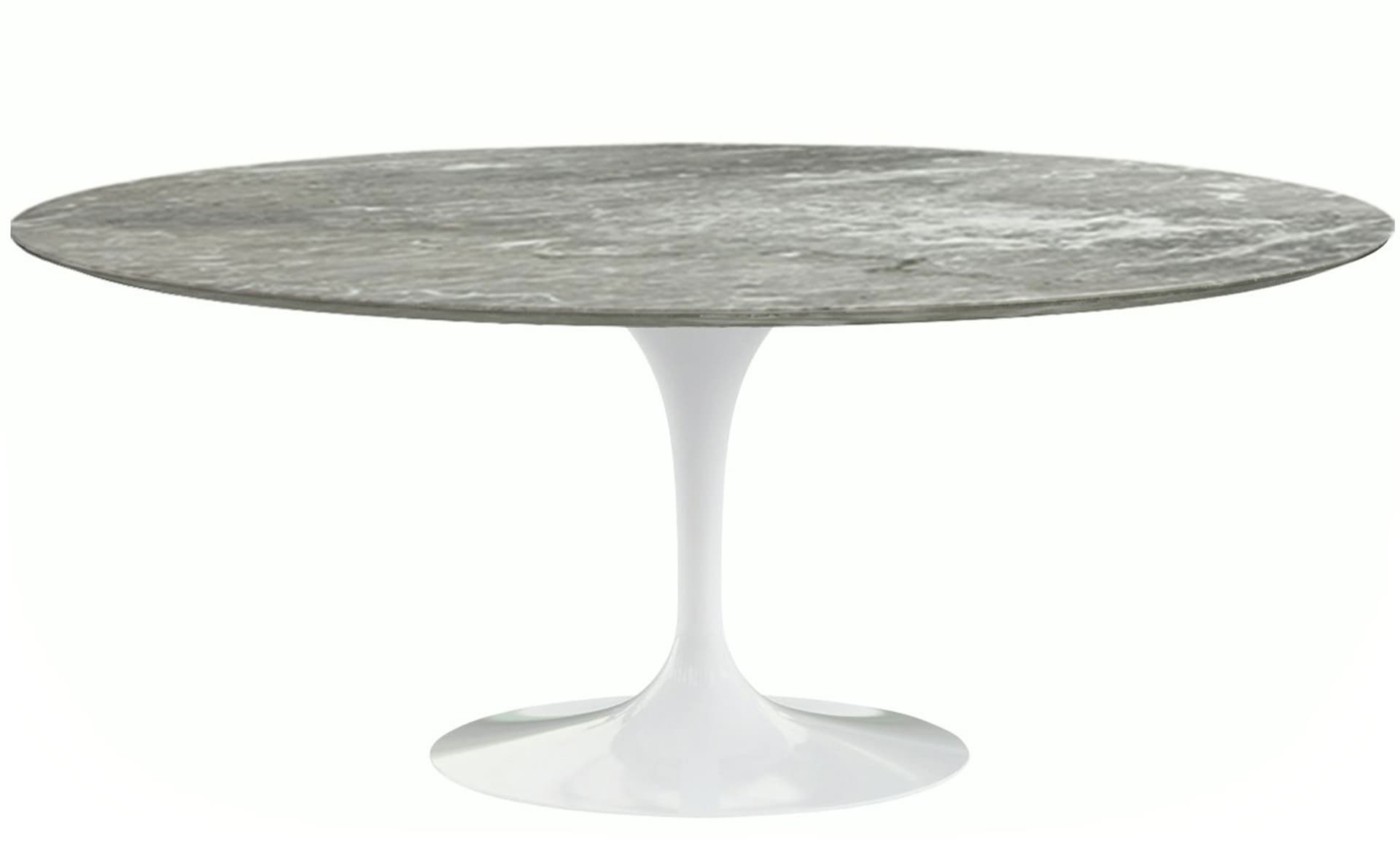 saarinen dining table - 72" oval / high gloss - white / satin marble - grey