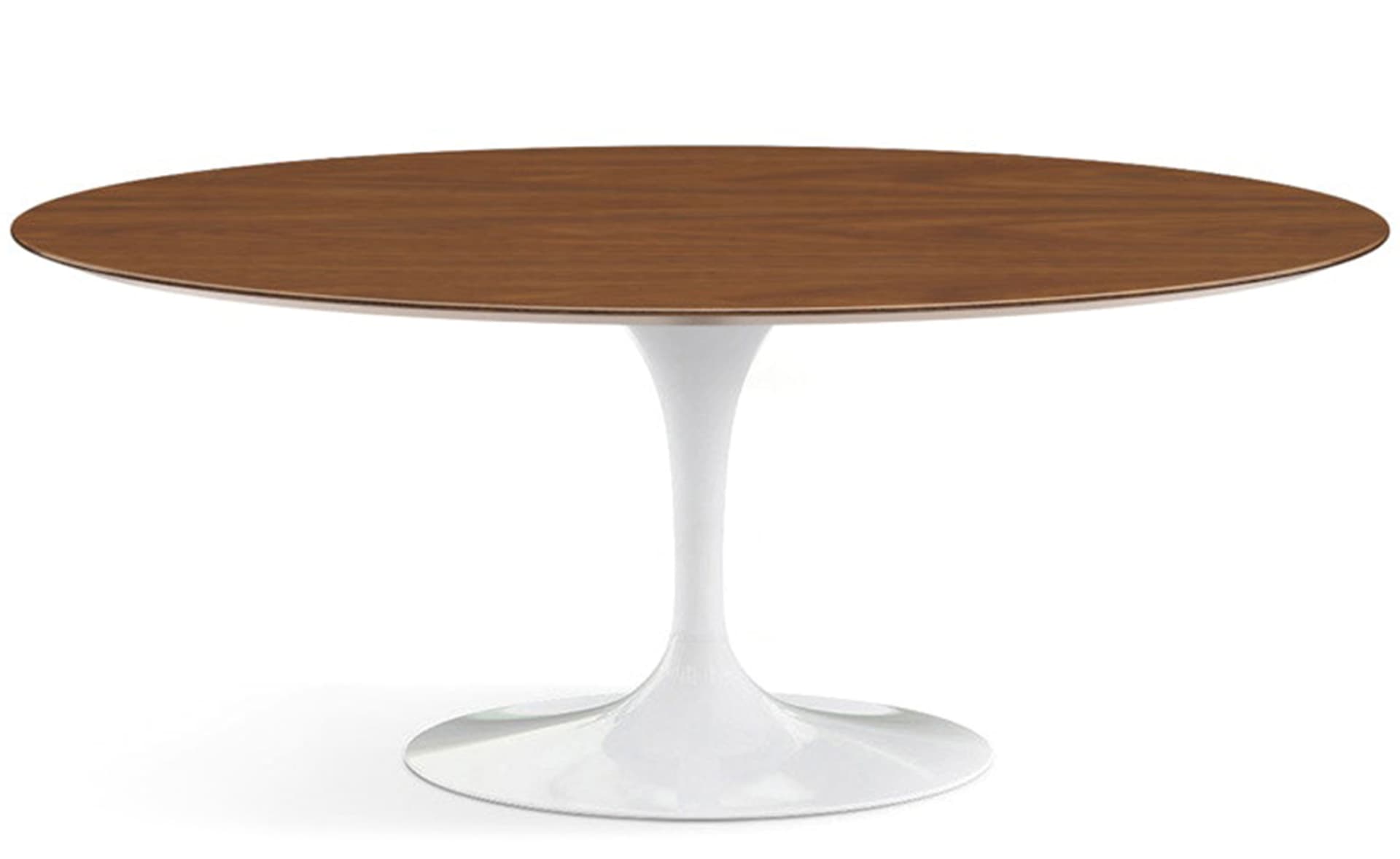 saarinen dining table - 72" oval / high gloss - white / veneer - light walnut