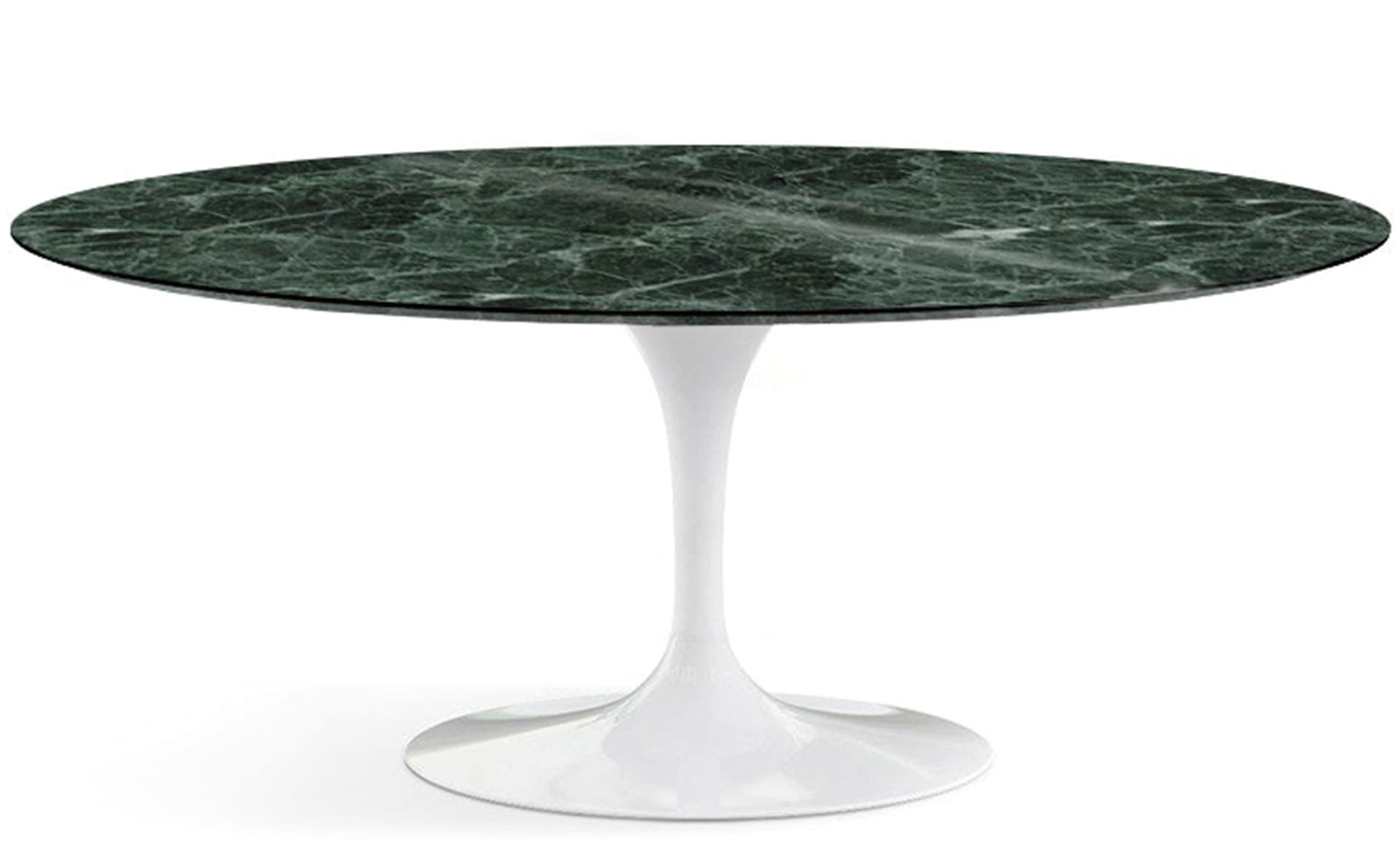 saarinen dining table - 72" oval / high gloss - white / polished marble - verde alpi