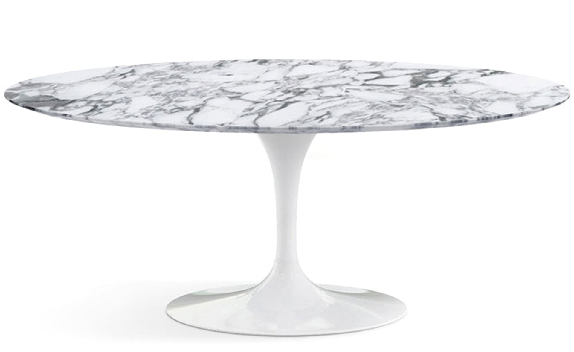 saarinen dining table - 72" oval / high gloss - white / satin marble - arabescato