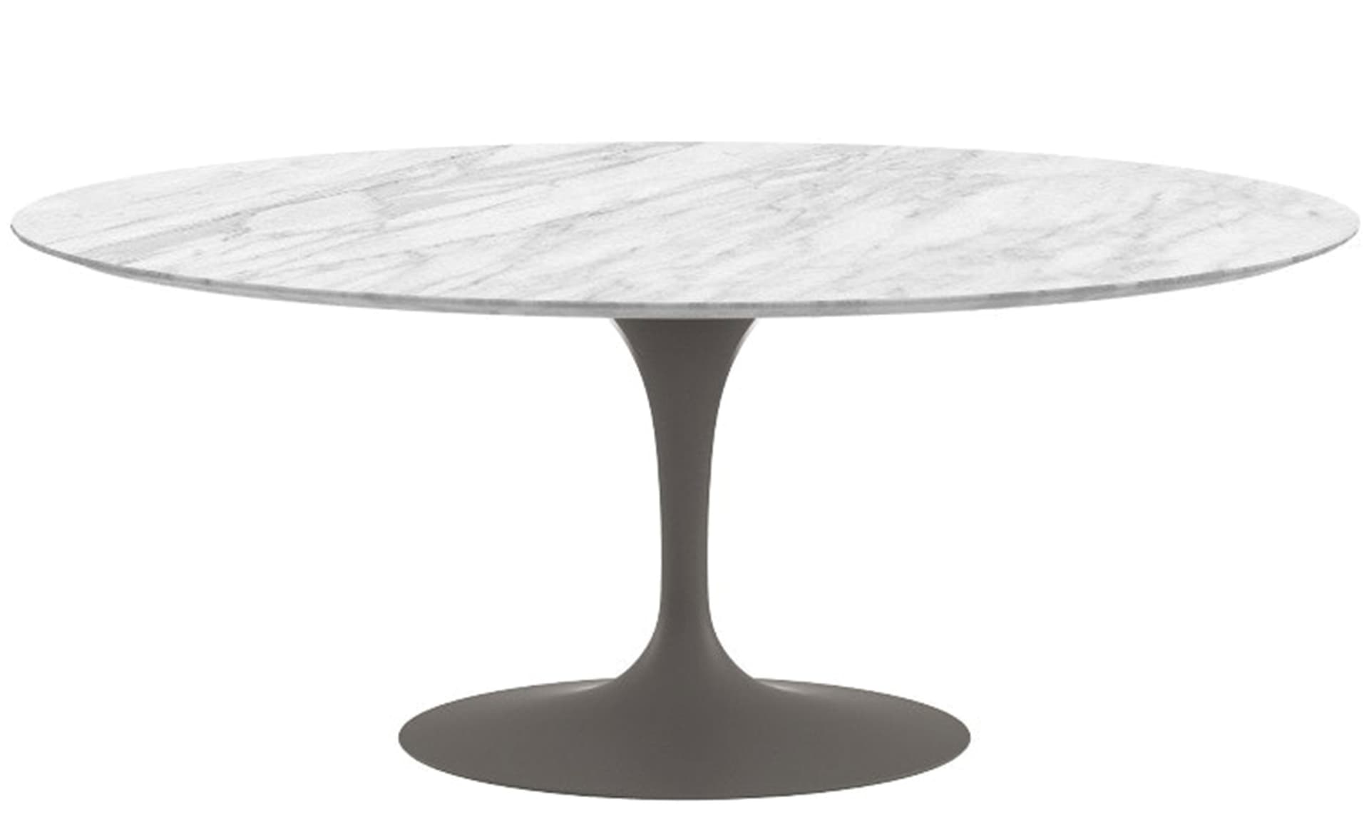 saarinen dining table - 72" oval / satin - grey / polished marble - carrara
