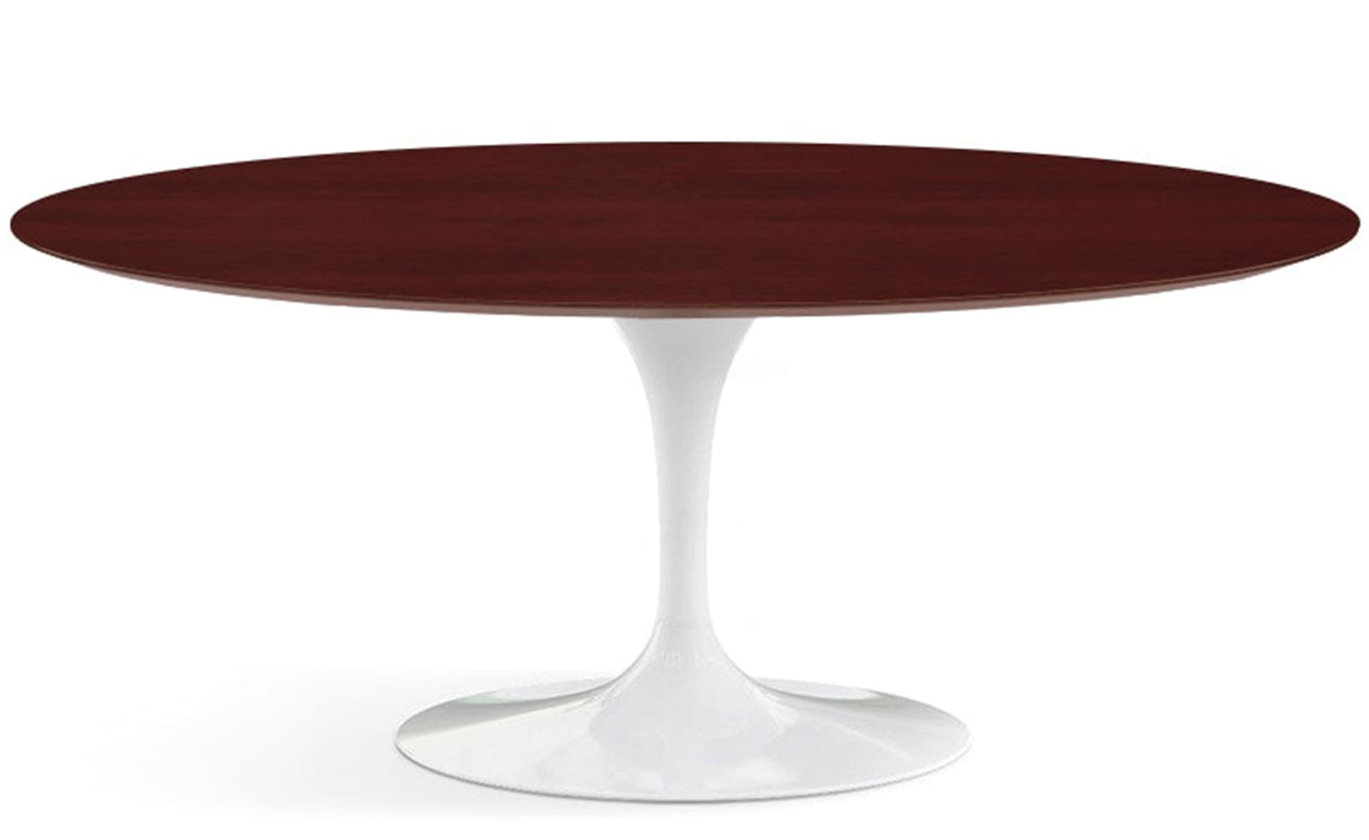 saarinen dining table - 72" oval / high gloss - white / veneer - reff dark cherry