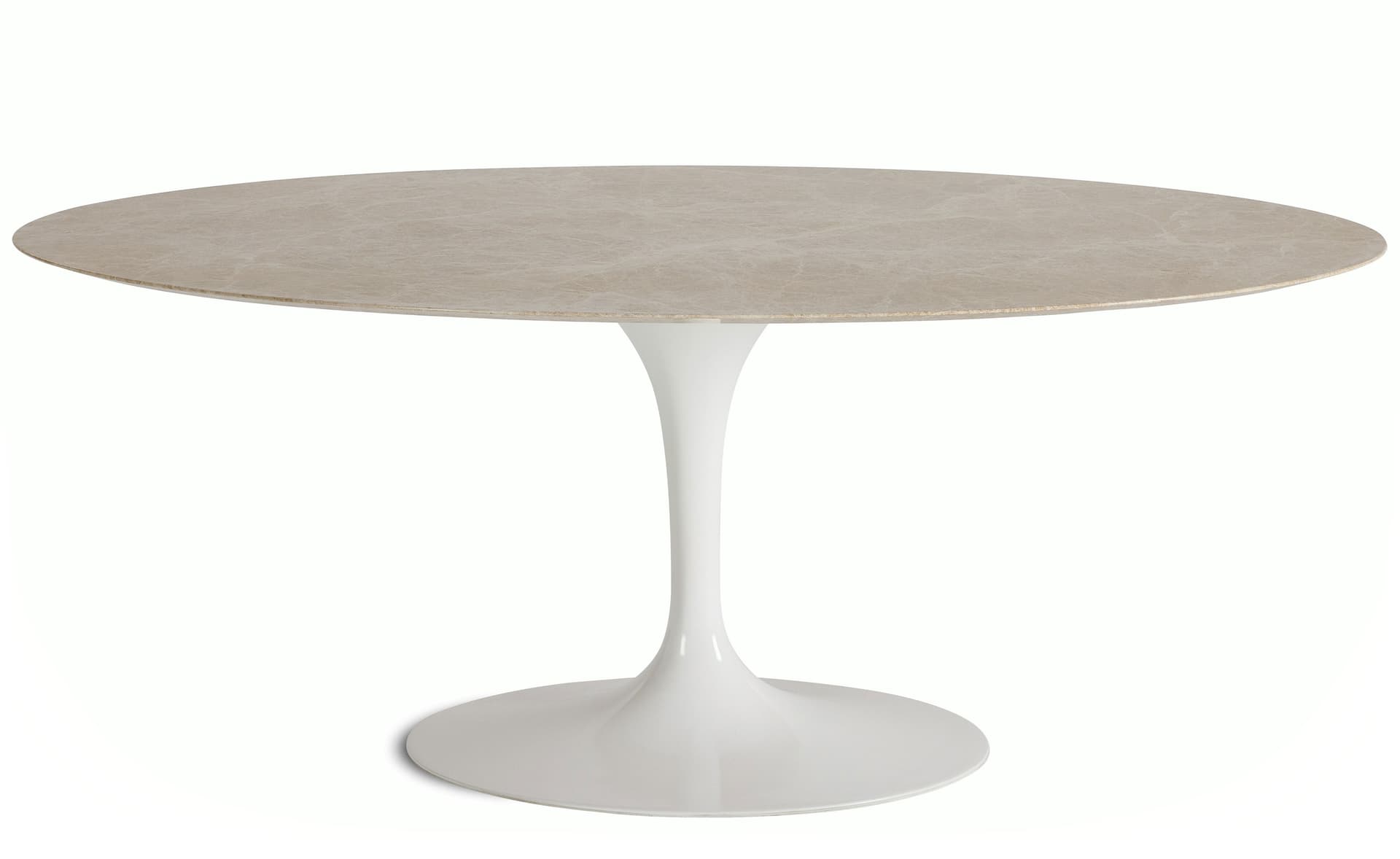 saarinen dining table - 72" oval / high gloss - white / satin marble - emperador light