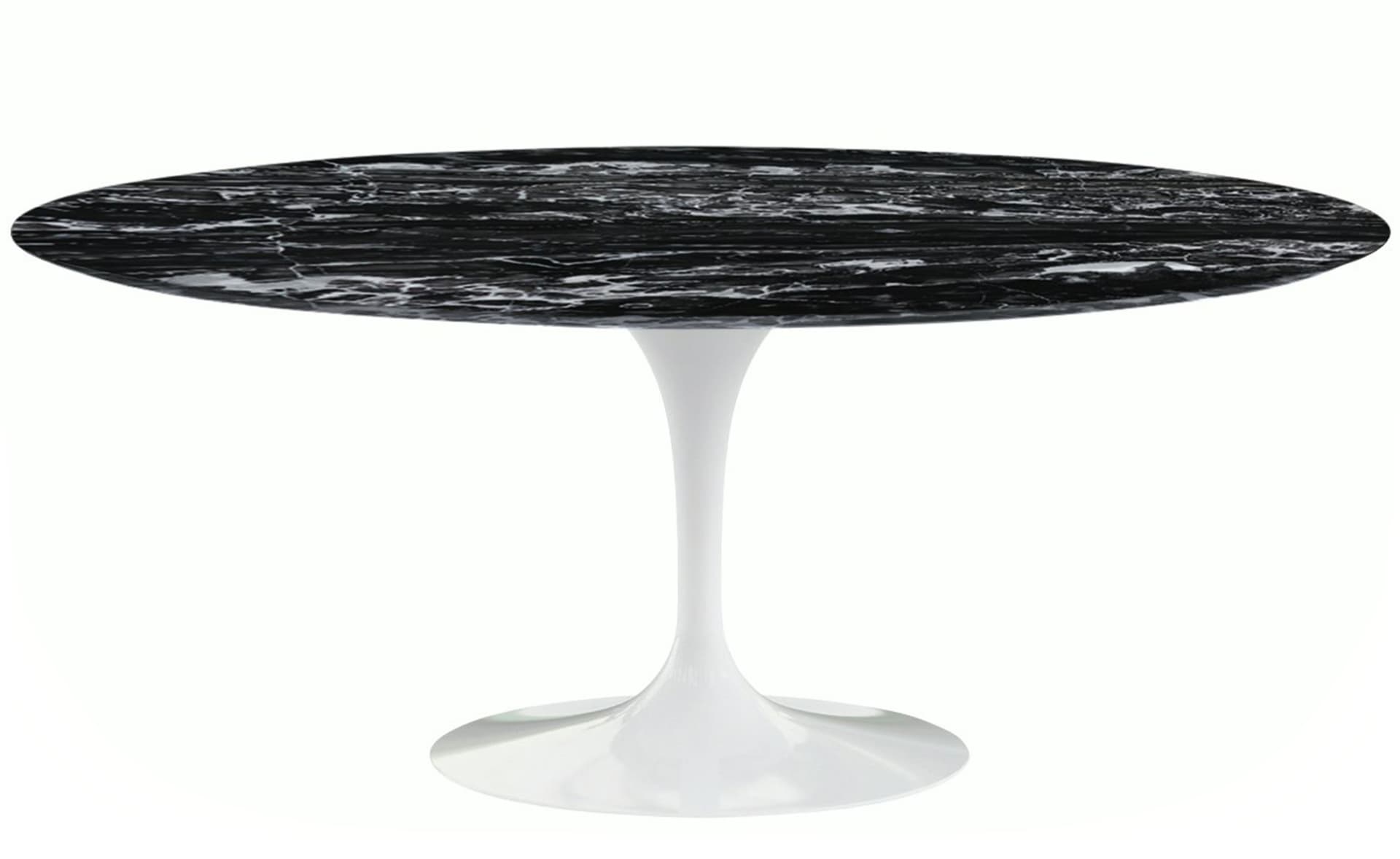 saarinen dining table - 72" oval / high gloss - white / polished marble - portoro
