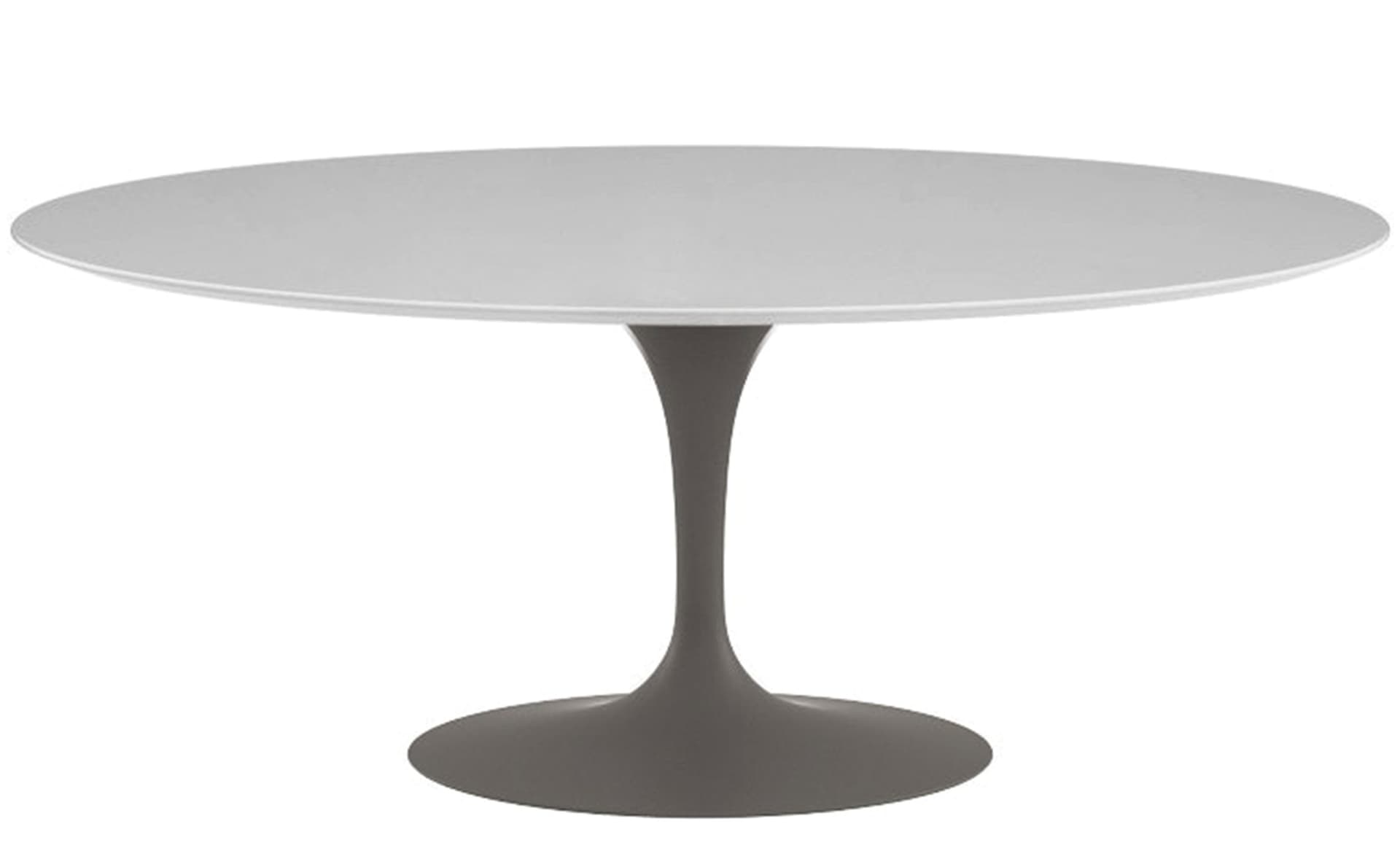 saarinen dining table - 72" oval / satin - grey / laminate - white