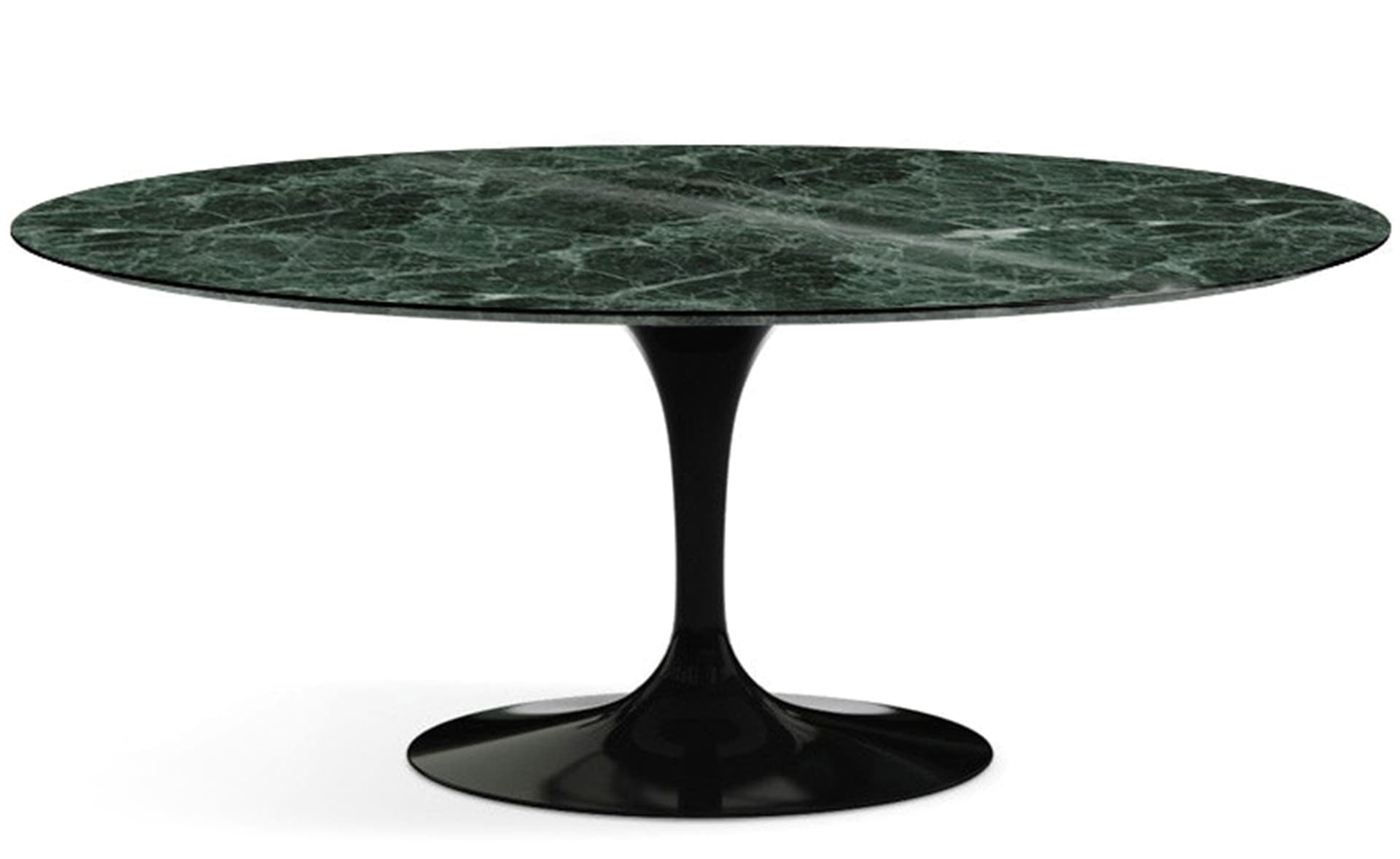 saarinen dining table - 72" oval / high gloss - black / satin marble - verde alpi