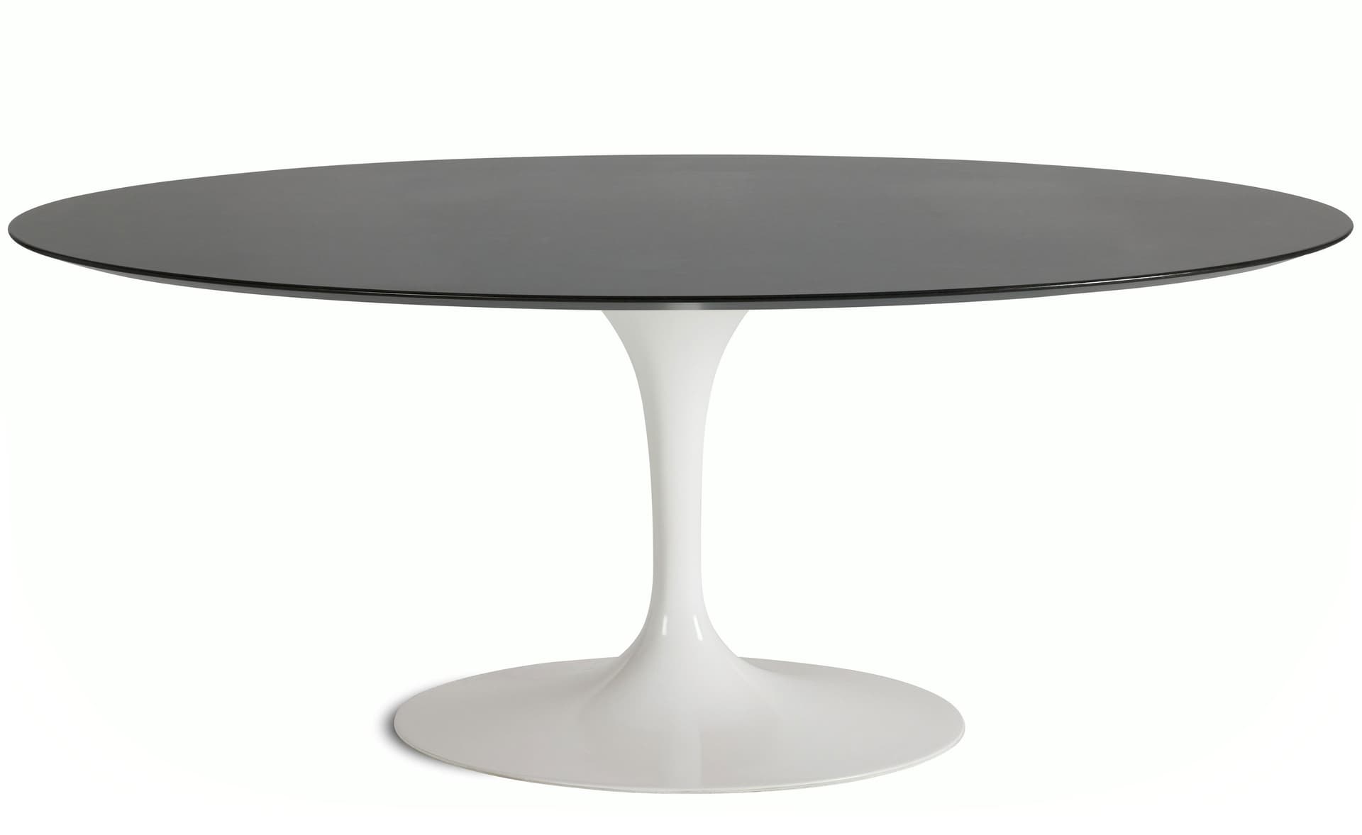 saarinen dining table - 72" oval / high gloss - white / veneer - topo noir