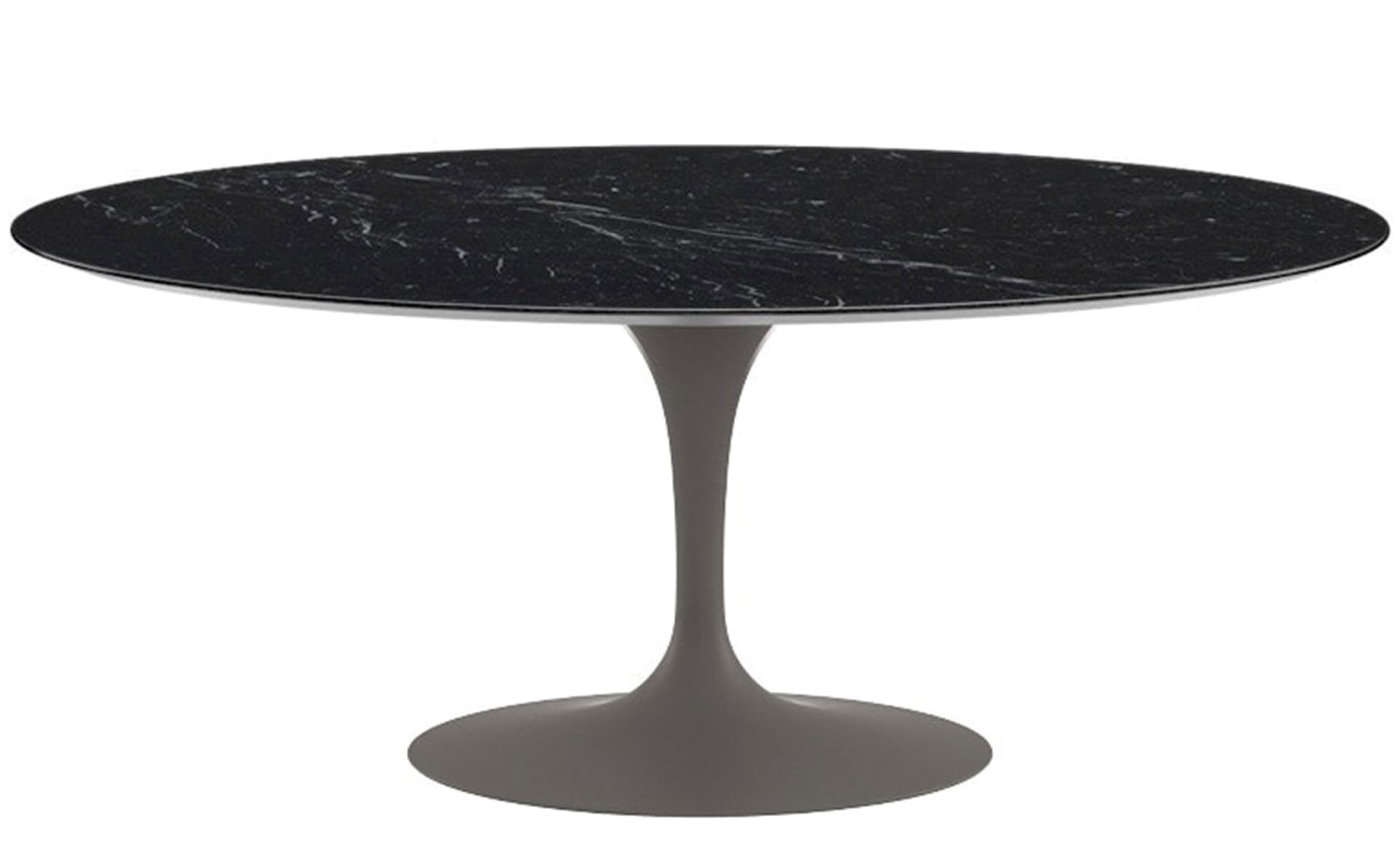 saarinen dining table - 72" oval / satin - grey / satin marble - nero marquina