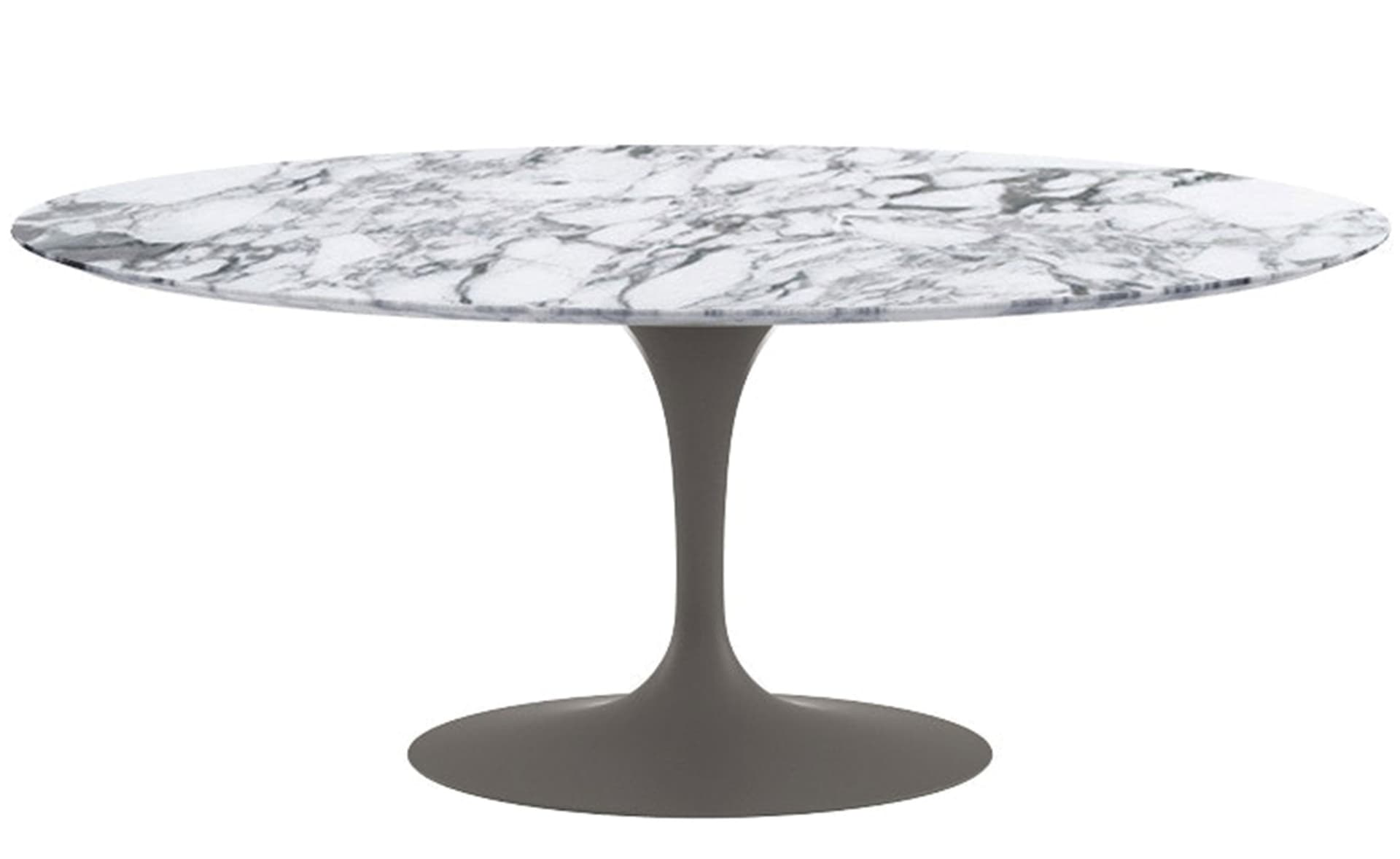 saarinen dining table - 72" oval / satin - grey / polished marble - arabescato