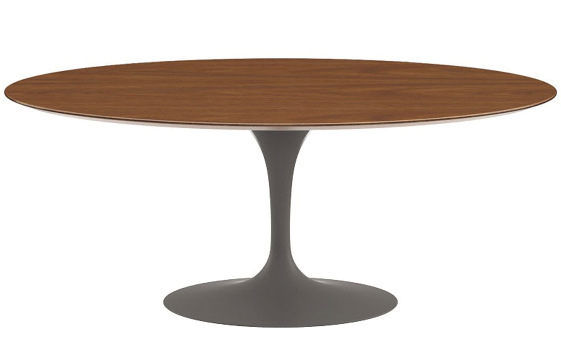 saarinen dining table - 72" oval / satin - grey / veneer - light walnut