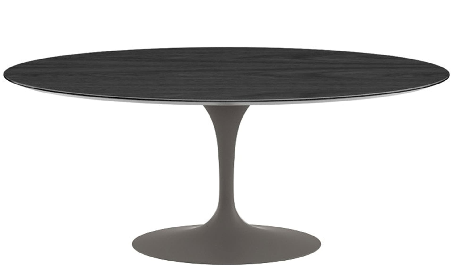 saarinen dining table - 72" oval / satin - grey / veneer - ebonized walnut