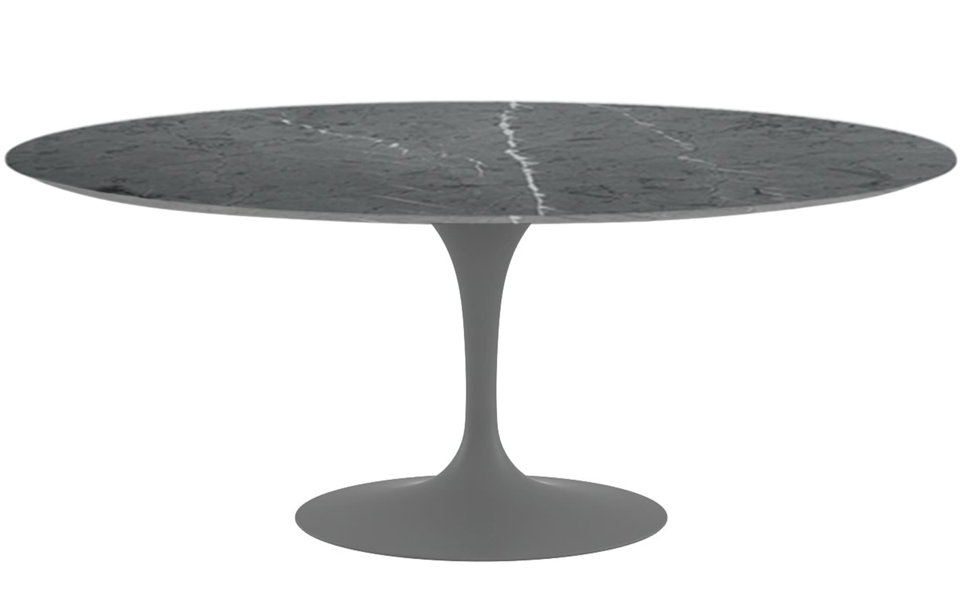 saarinen dining table - 72" oval / satin - grey / satin marble - grigio marquina