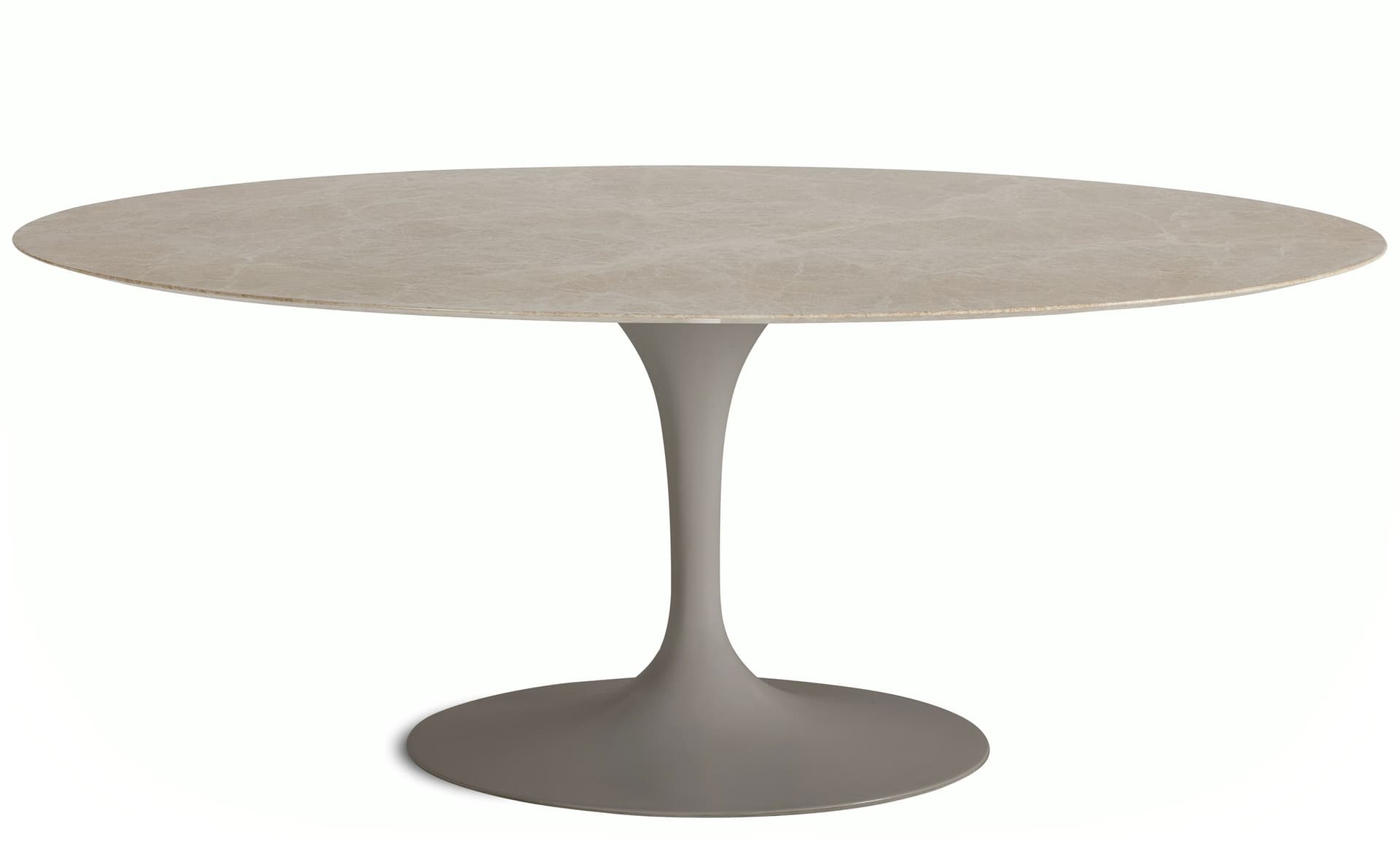 saarinen dining table - 72" oval / satin - grey / satin marble - emperador light