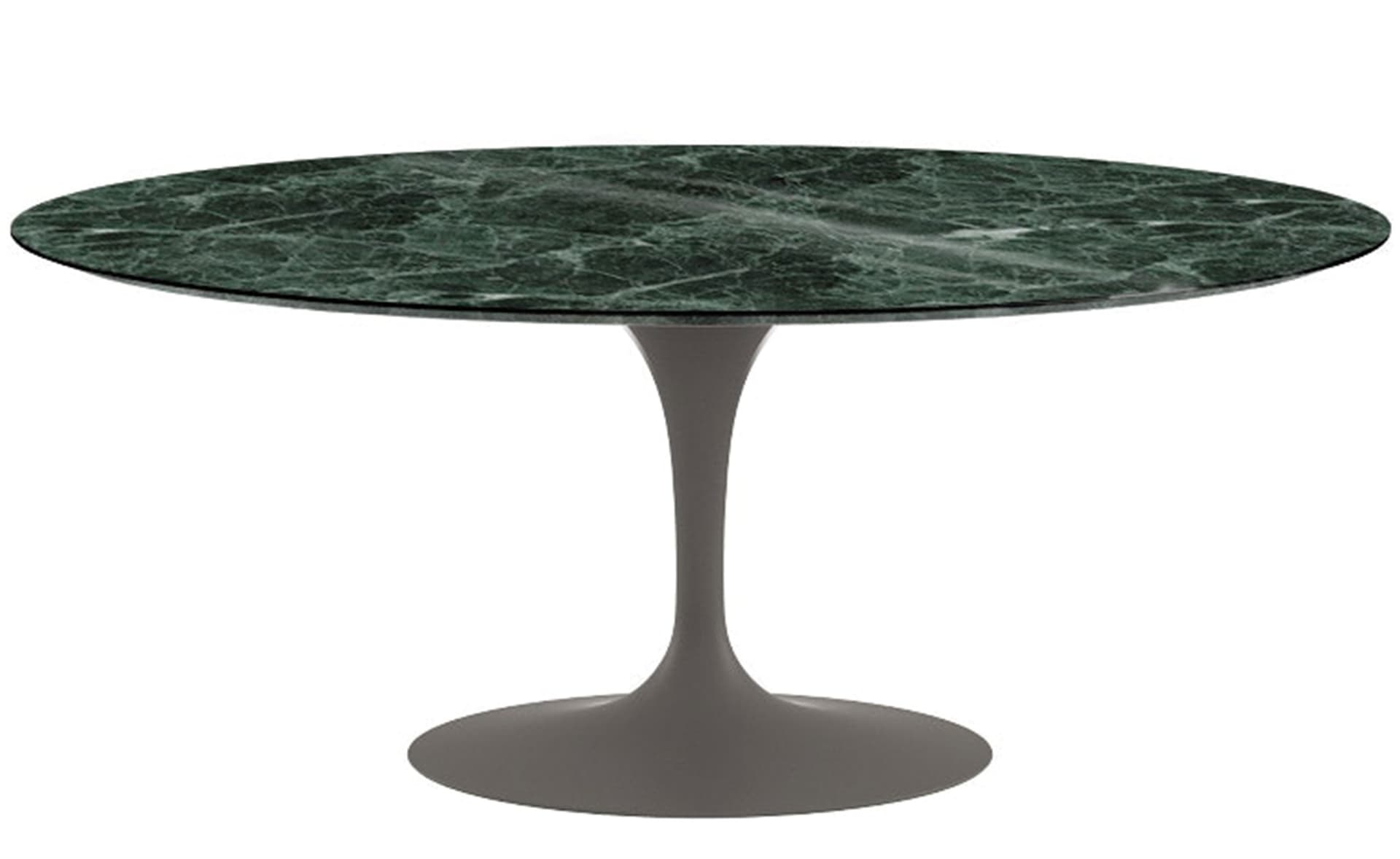 saarinen dining table - 72" oval / satin - grey / polished marble - verde alpi