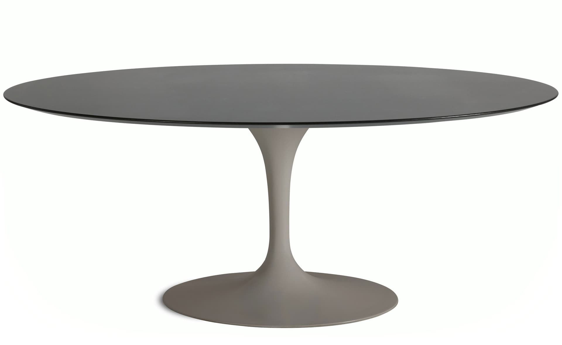saarinen dining table - 72" oval / satin - grey / veneer - topo noir