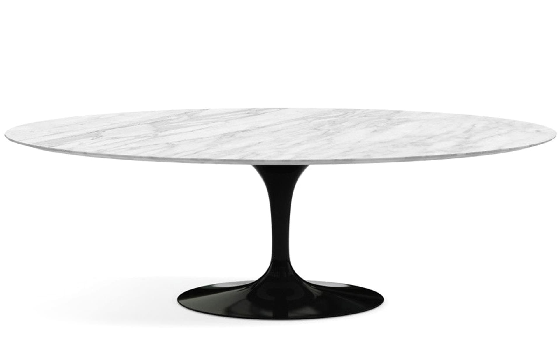 saarinen dining table - 84" oval / high gloss - black / polished marble - carrara