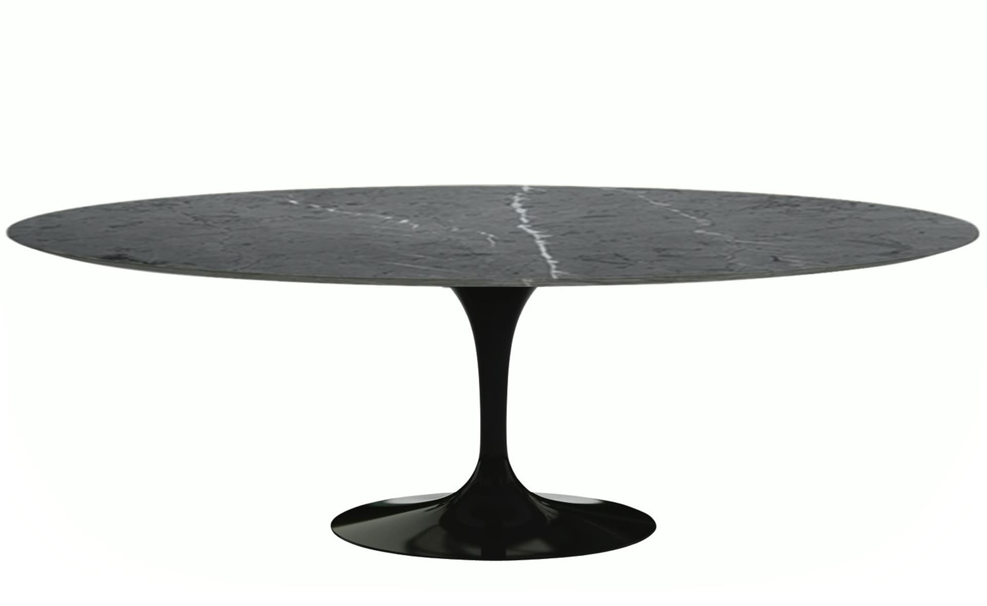 saarinen dining table - 84" oval / high gloss - black / polished marble - grigio marquina