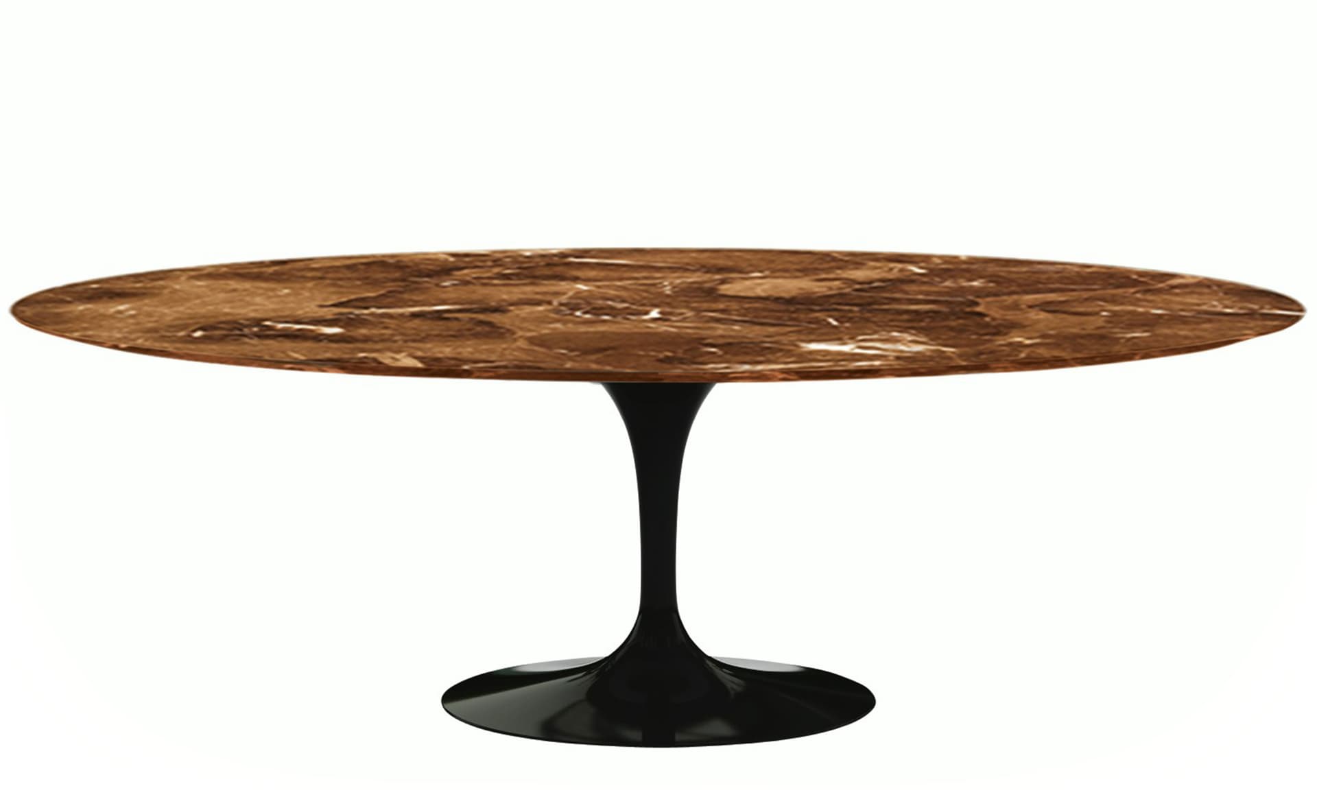 saarinen dining table - 84" oval / high gloss - black / satin marble - espresso