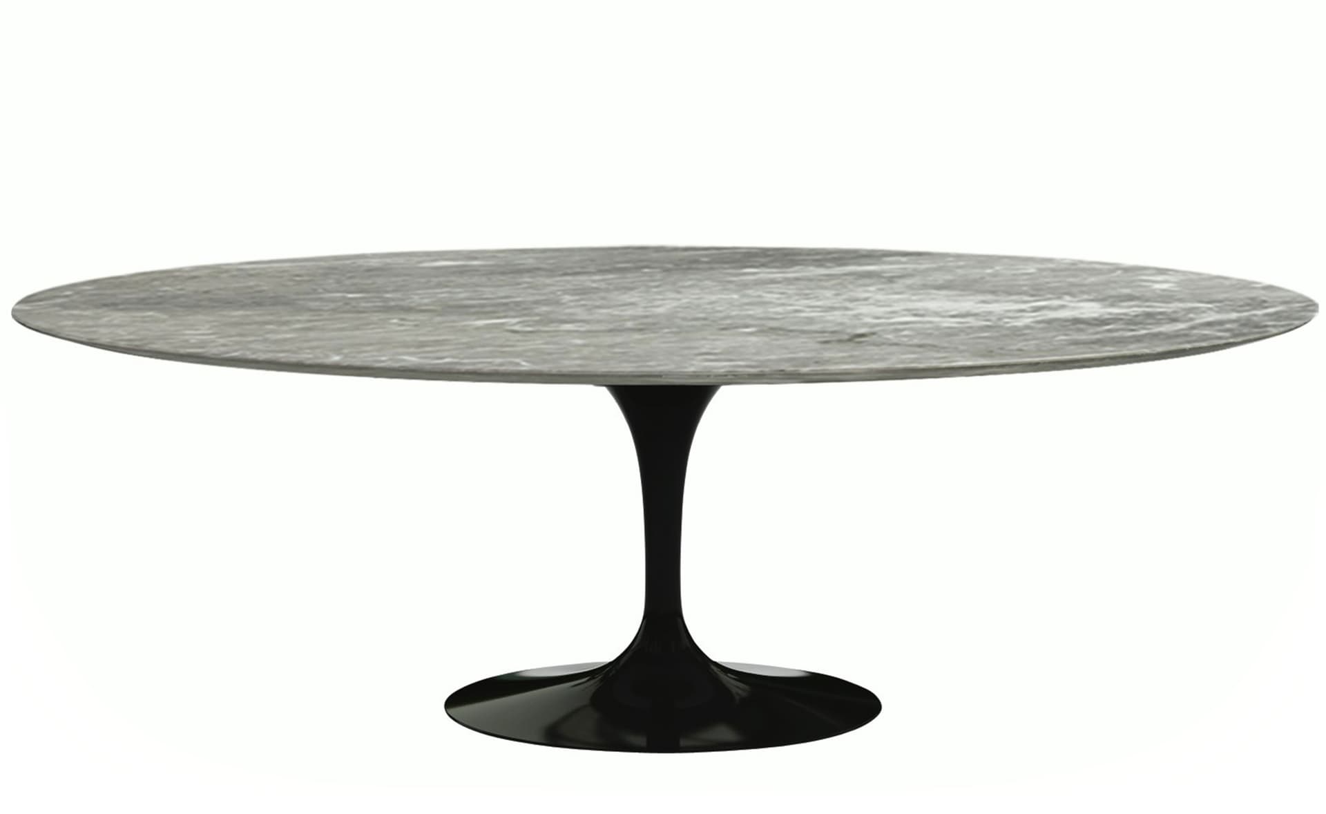 saarinen dining table - 84" oval / high gloss - black / satin marble - grey