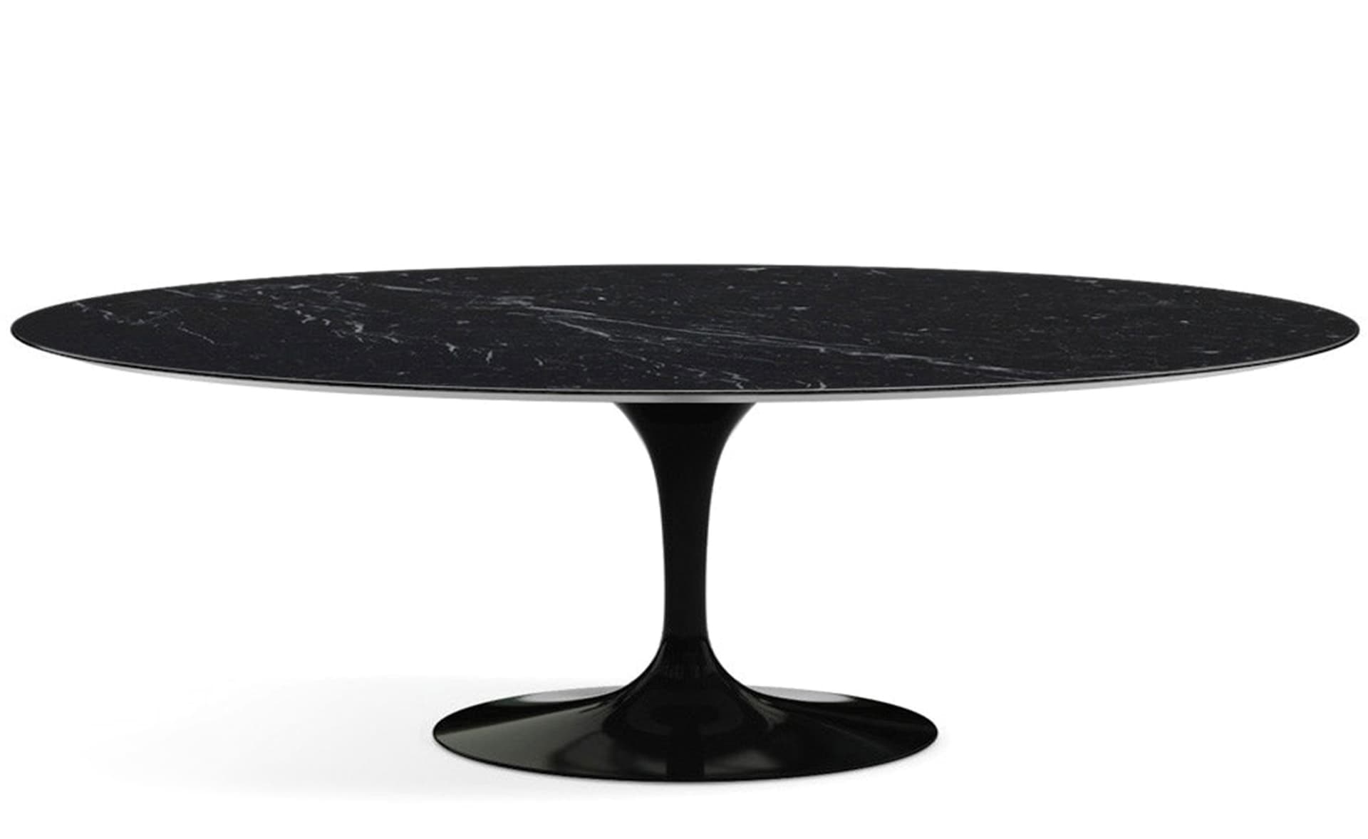 saarinen dining table - 84" oval / high gloss - black / satin marble - nero marquina