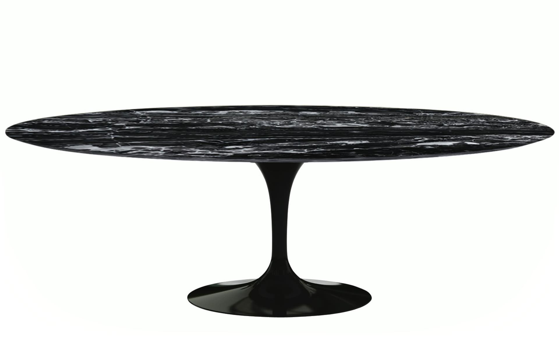 saarinen dining table - 84" oval / high gloss - black / satin marble - portoro
