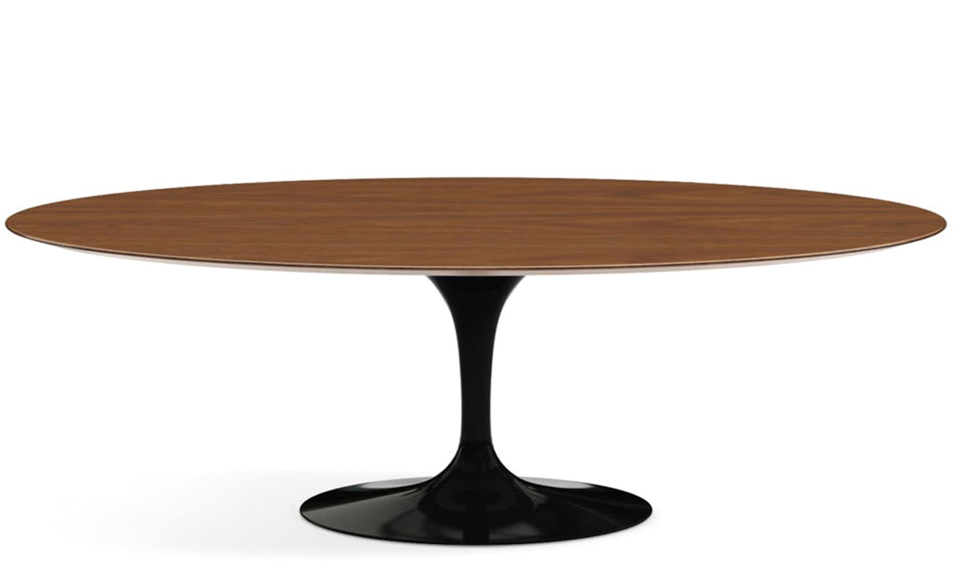 saarinen dining table - 84" oval / high gloss - black / veneer - light walnut